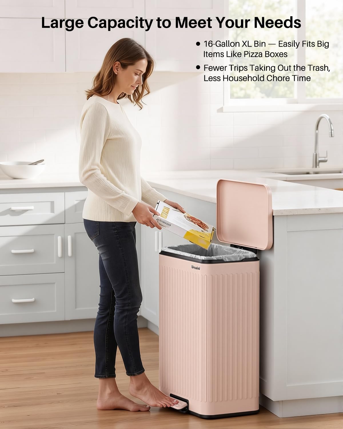 60 Liter 16 Gallon Stainless Steel Trash Can with Soft