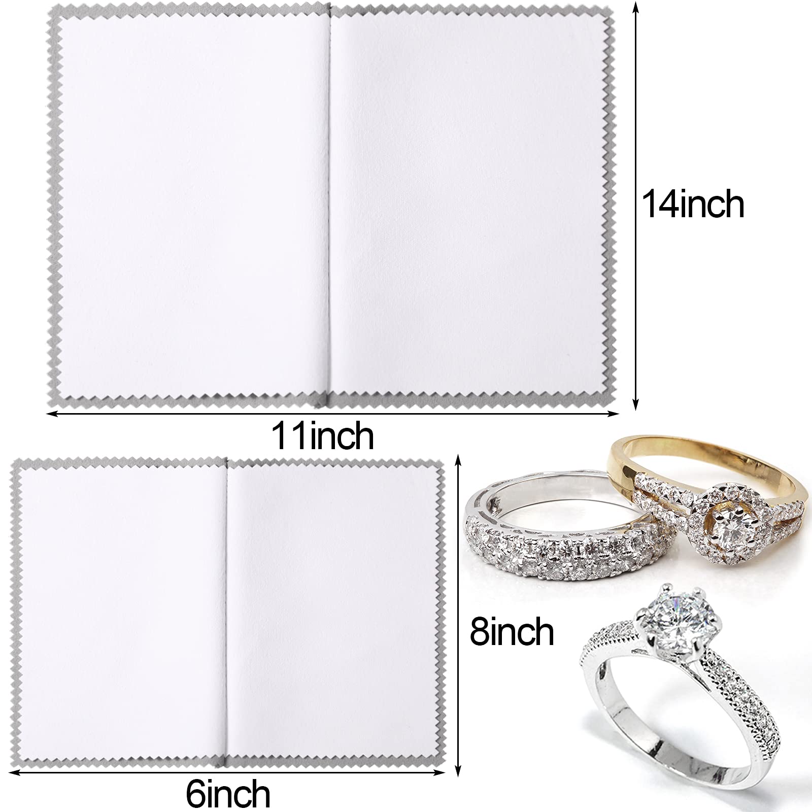 8 Pieces Large Jewelry Polishing Cloth Set Cleaning Cloths Silver Polishing Cleaning for Gold Silver Platinum Jewelry Coins Watches Silverware