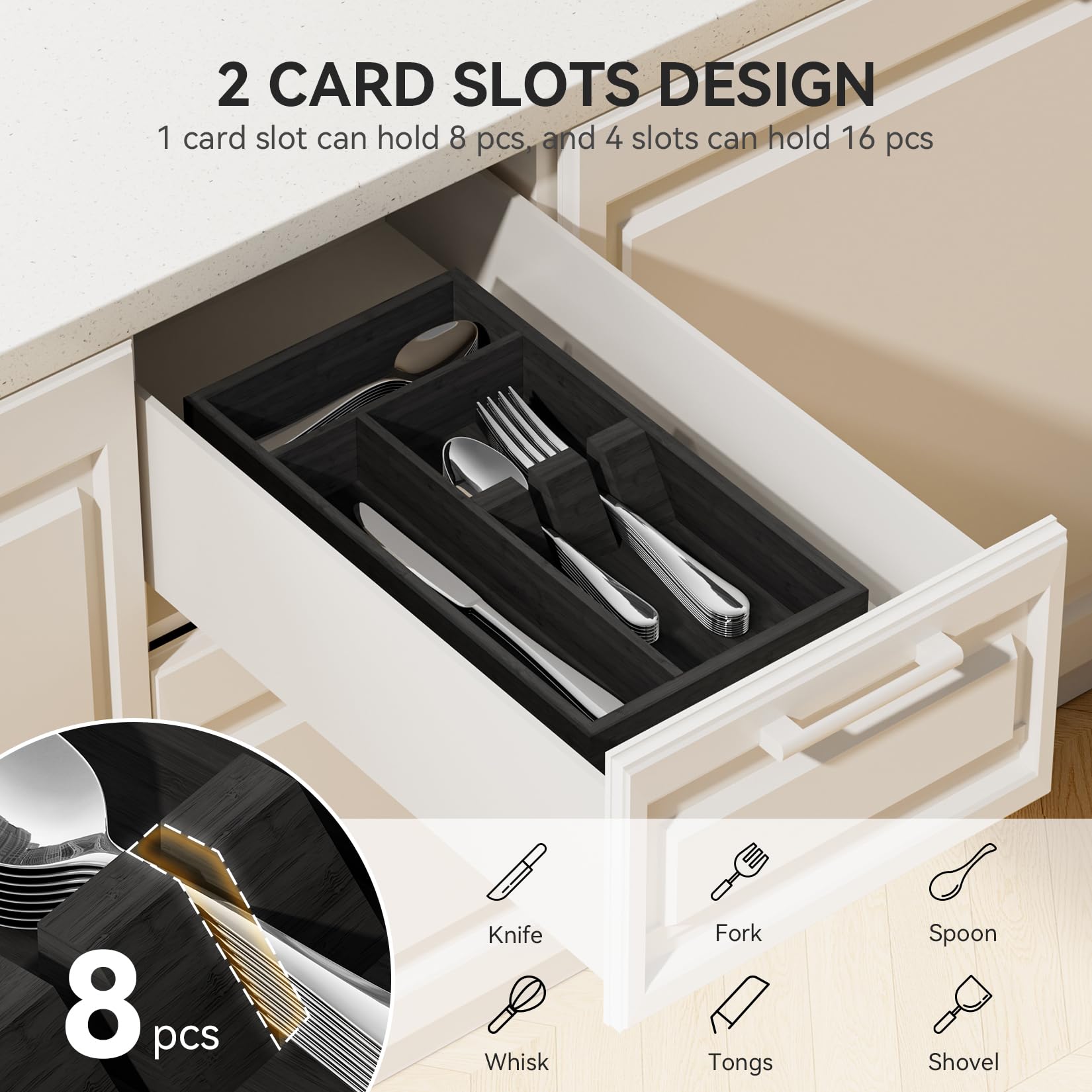 Bamboo Silverware Organizer