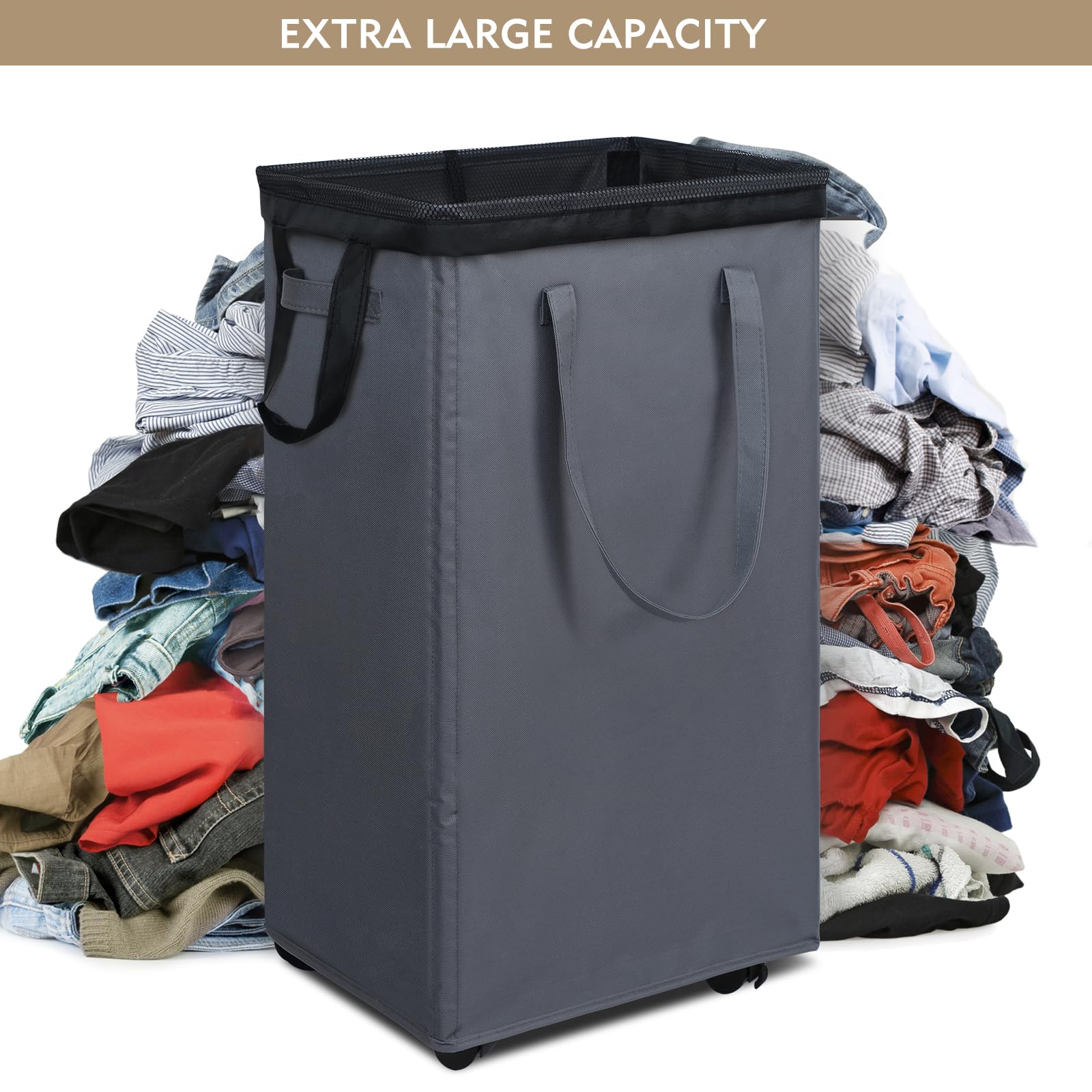 90L X Large Rolling Laundry Basket Hamper on Wheels
