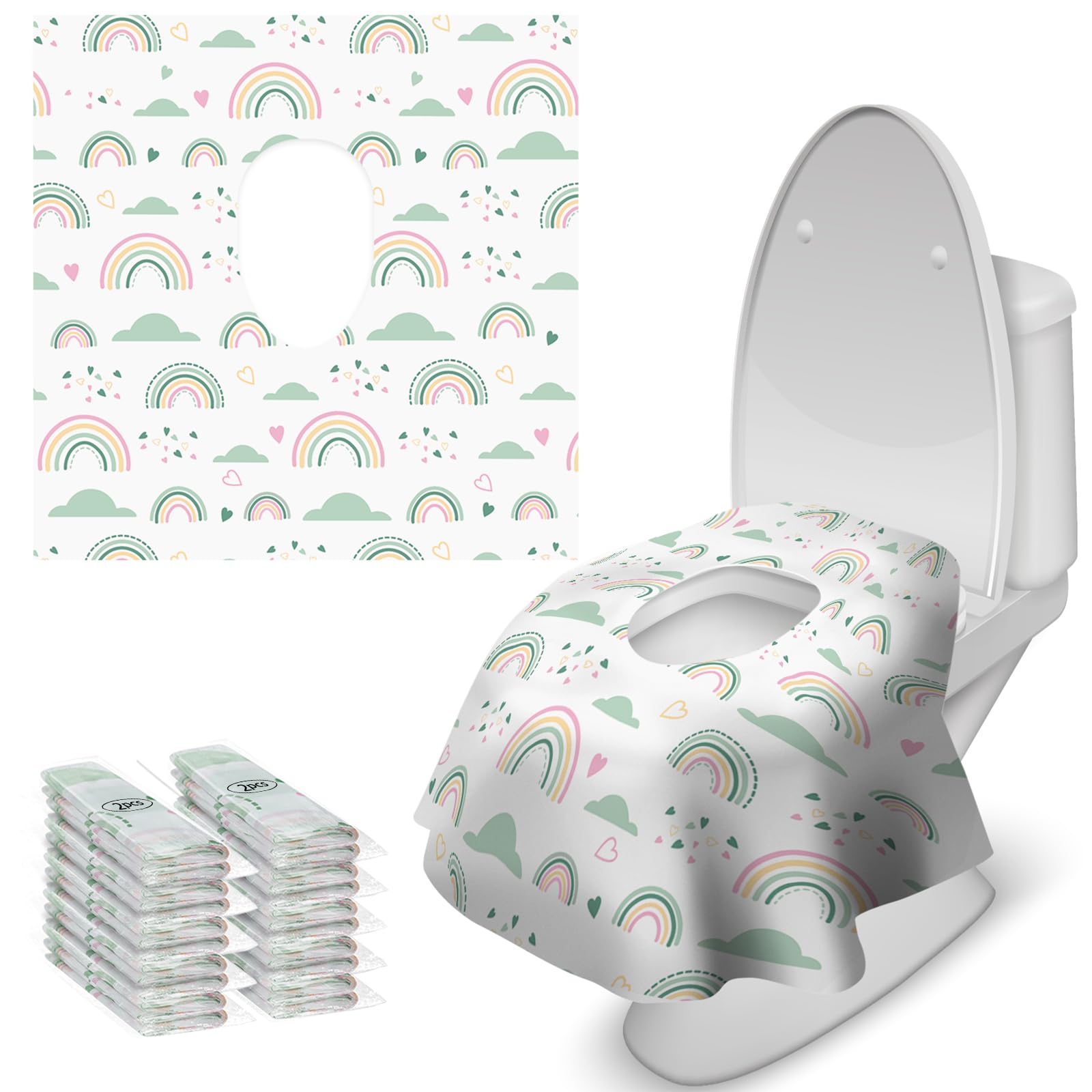 20 Pcs Toilet Seat Covers Disposable for Toddlers & Adults (20 Count)