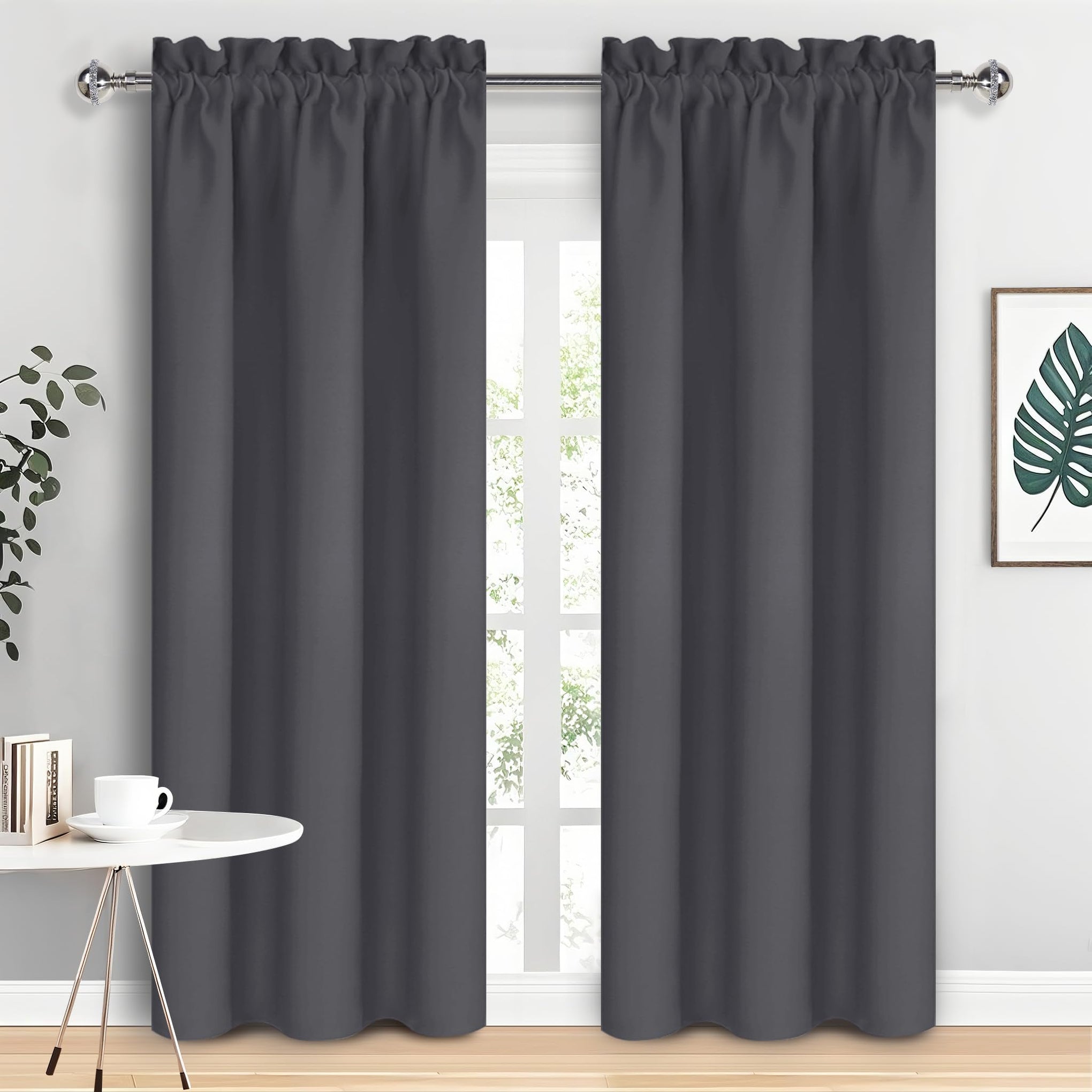 Blackout Curtains for Bedroom 38 x 84 Inch Long Dark Grey 2 Panels (2 Count)