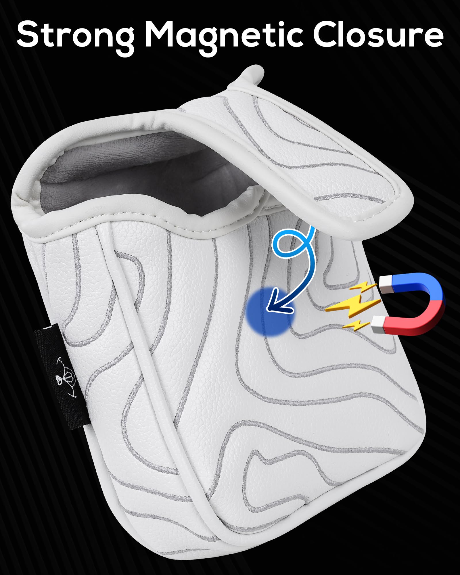 Golf Mallet Putter Cover Pure White Square Mallet Putter Head Cover Magnetic