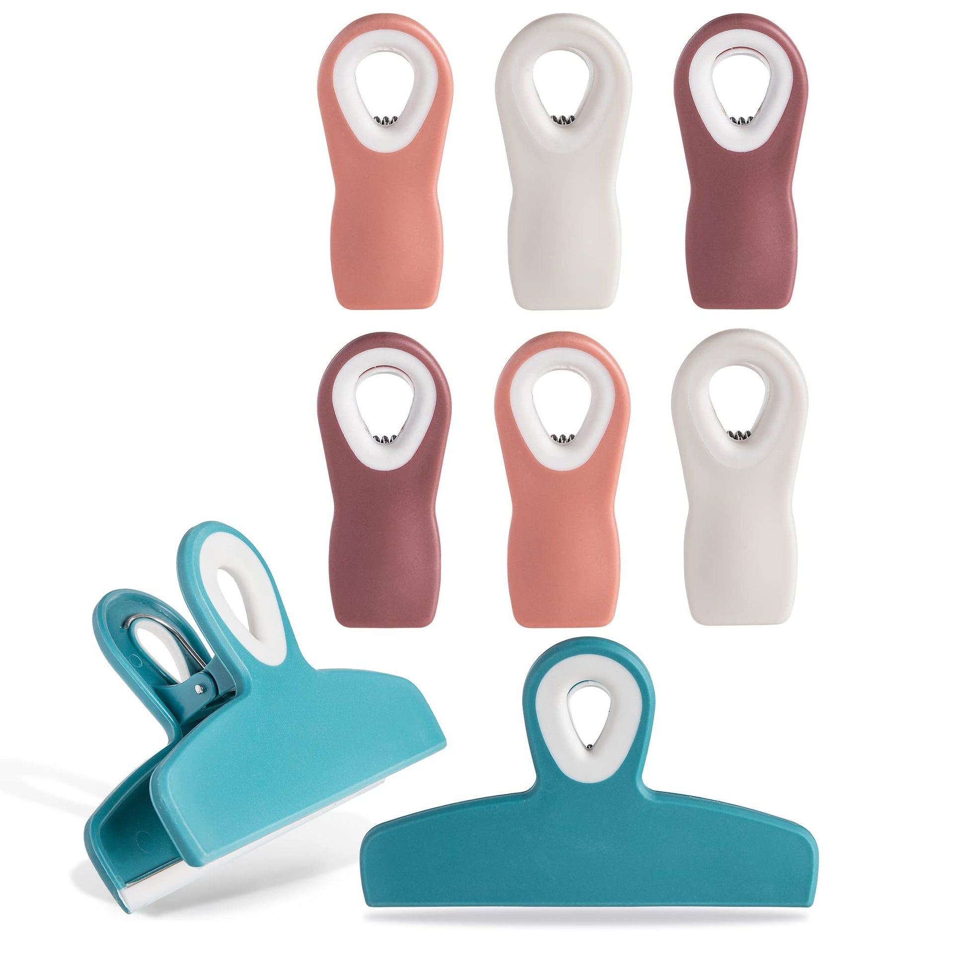 Bag Clips Heavy Duty Chip Clip and Refrigerator Magnet Clips for Food Storage with Air Tight Seal Grip (8 Count)
