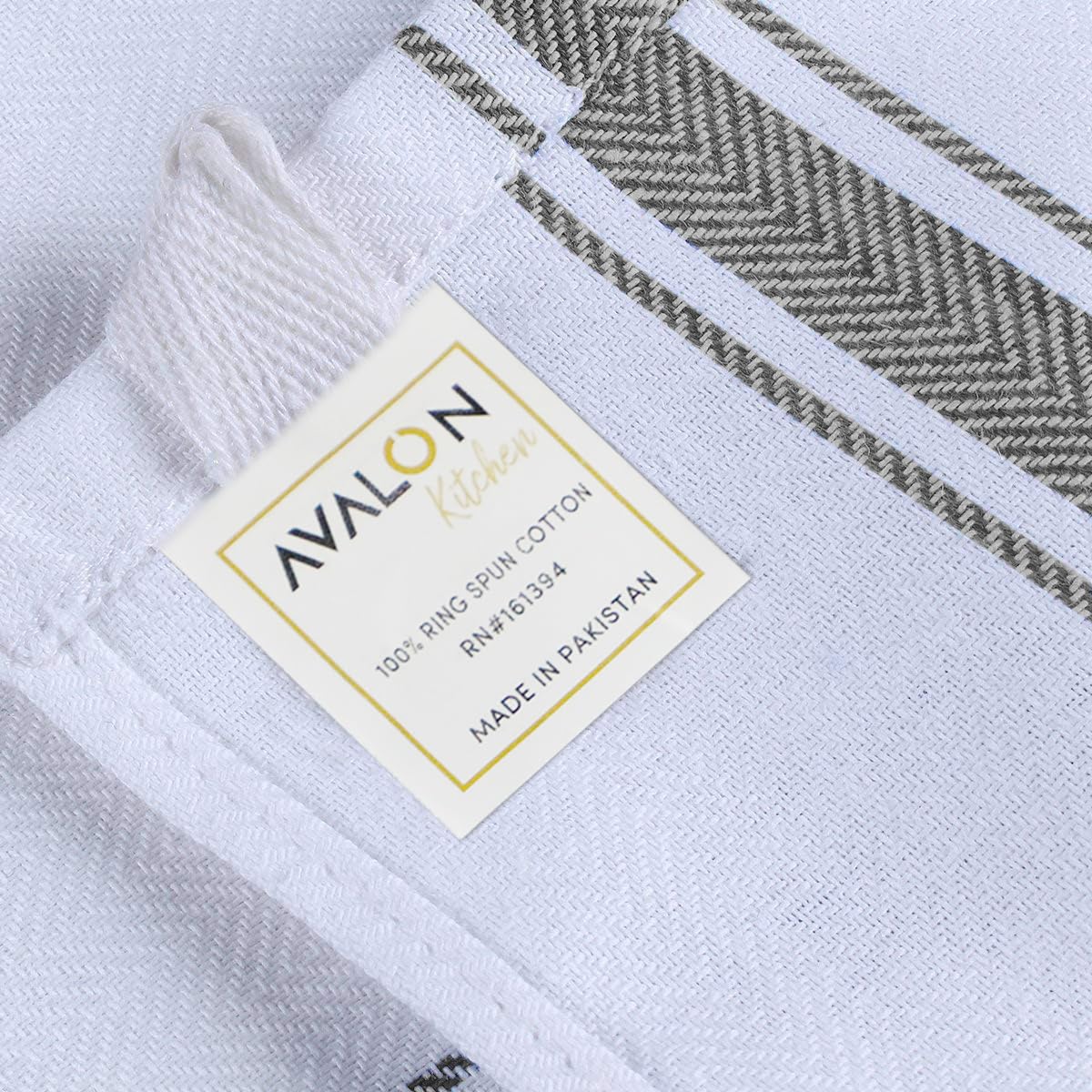 Dish Towels 15 Pack Grey Stripe 100% Cotton Kitchen Towel 15x25 Inch Tea Towels (15 Count)