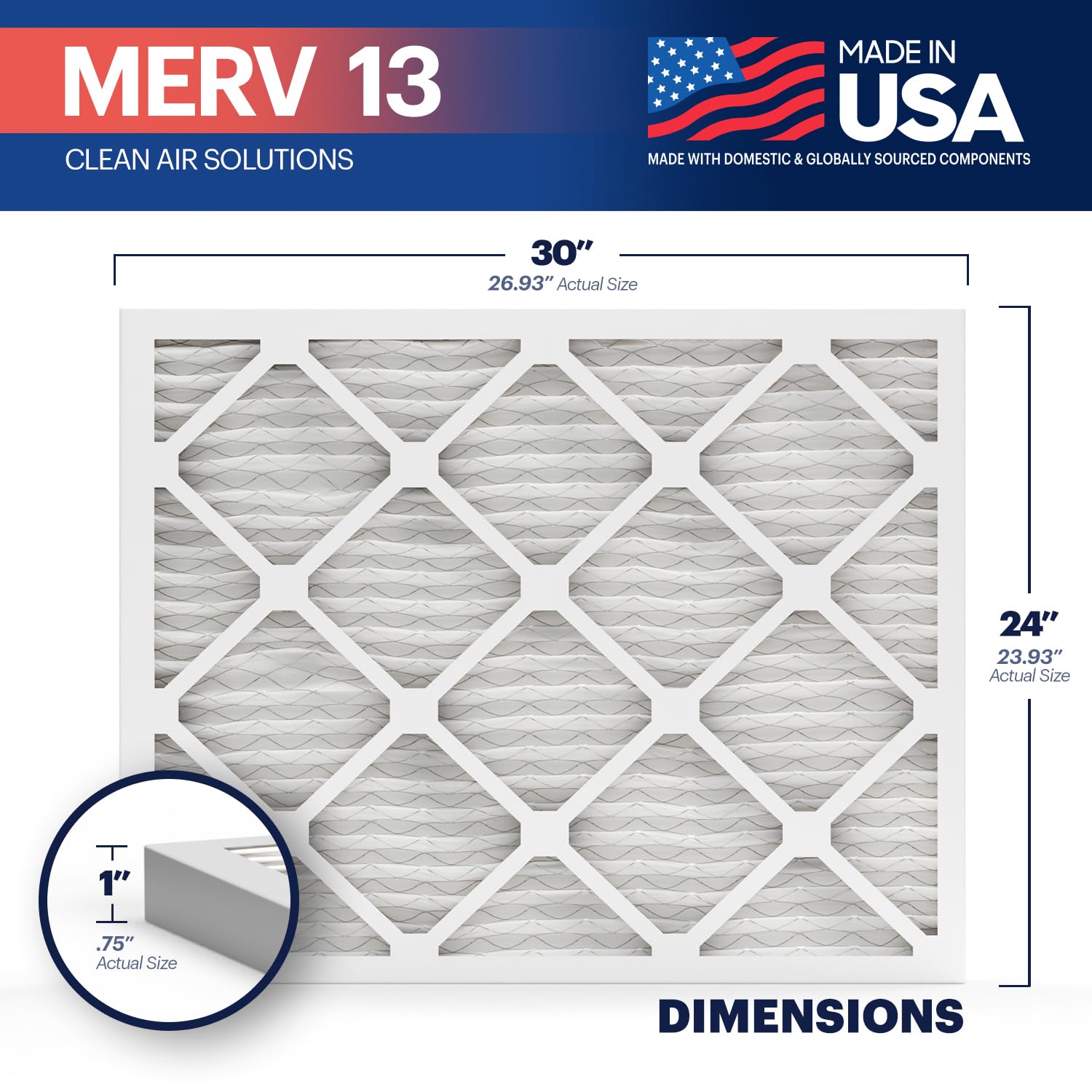 TruFilter 24x30x1 Air Filter MERV 13 (4 Count)