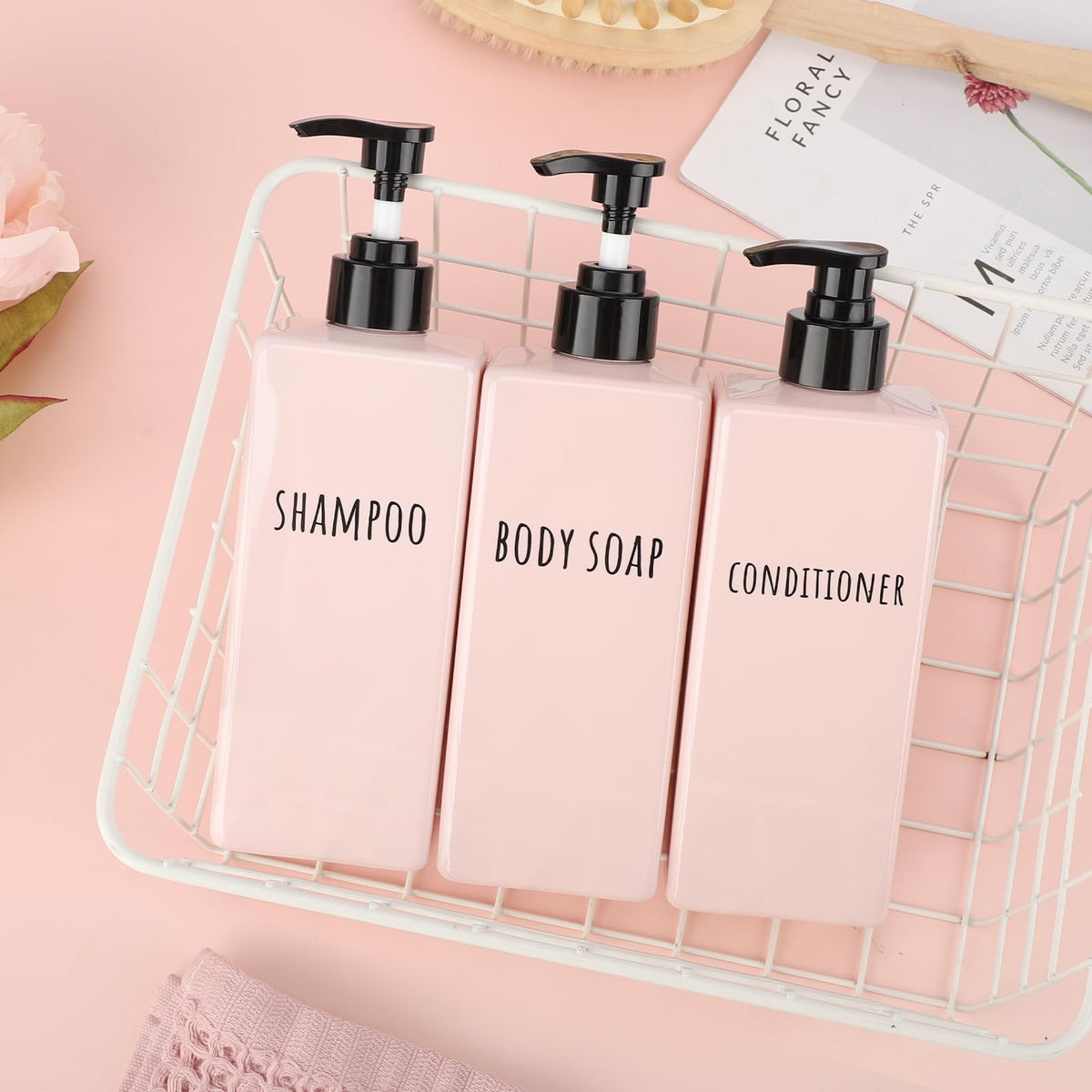 Refillable Shampoo and Conditioner Bottles (3 Count)