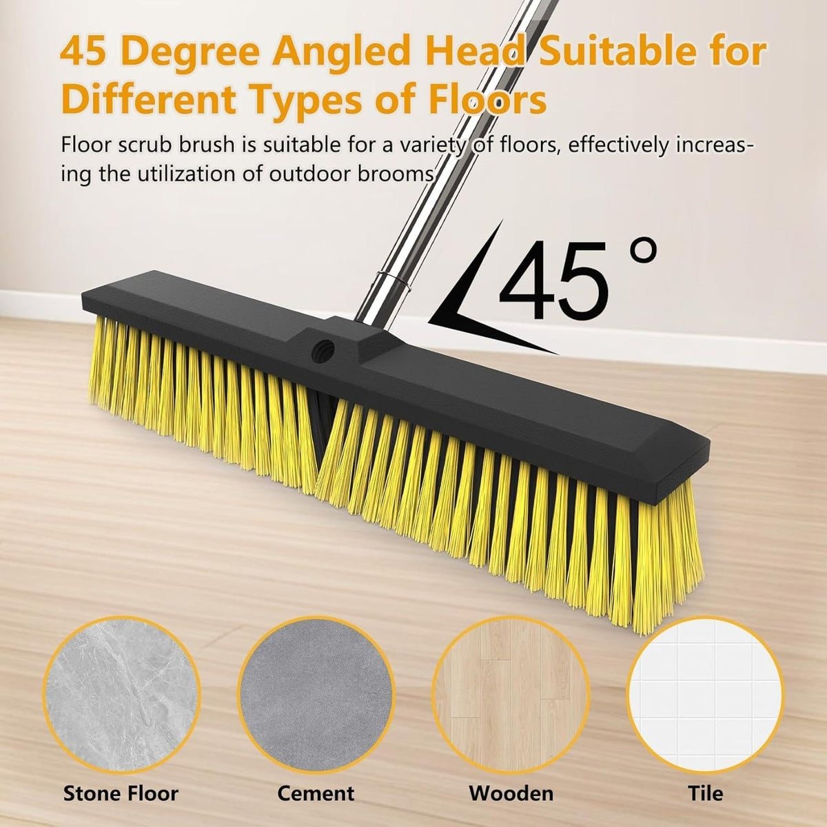 18 Inches Push Broom Outdoor with 65" Adjustable Handle