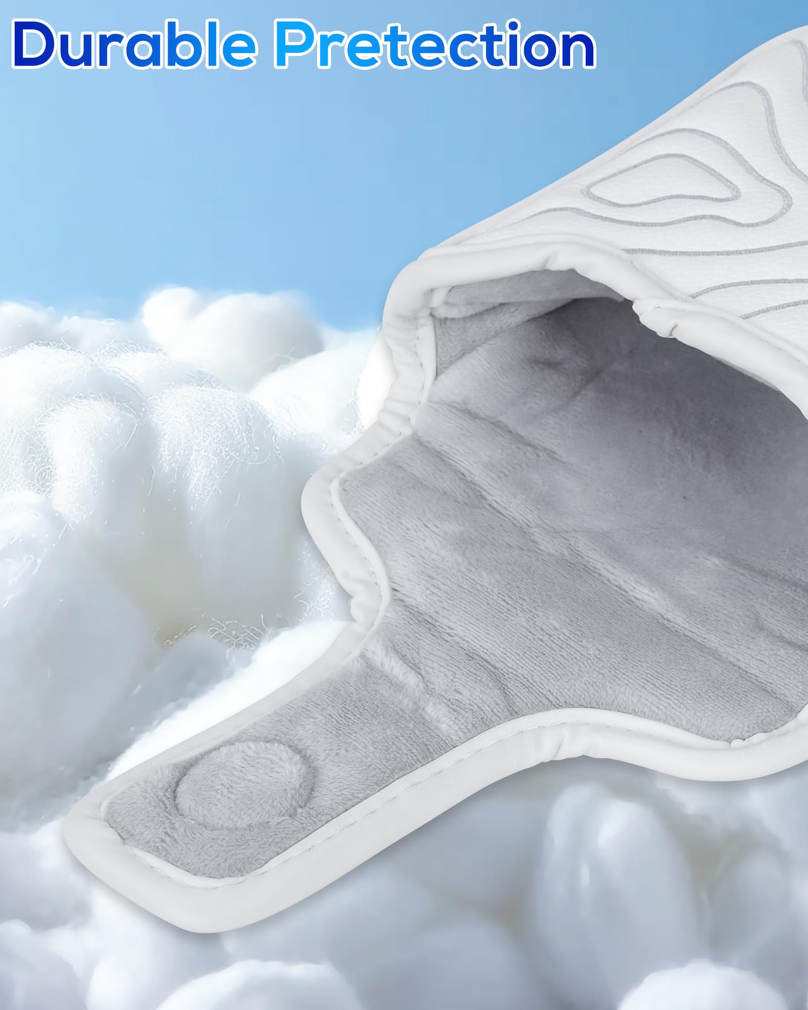 Golf Mallet Putter Cover Pure White Square Mallet Putter Head Cover Magnetic