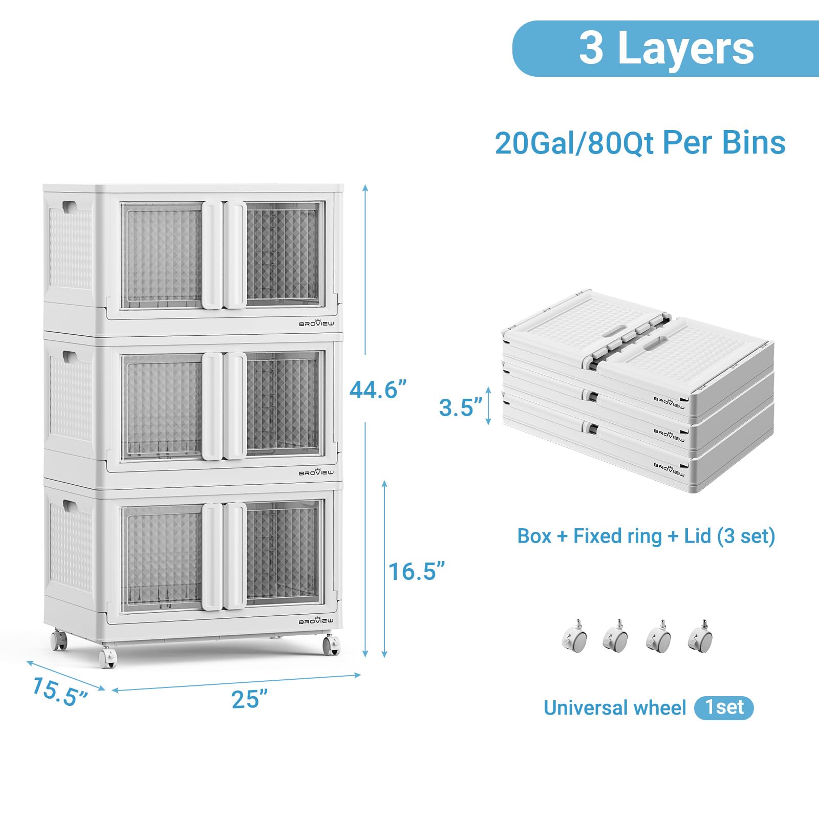 300 Qt Stackable Storage Bins with Lids & Doors (3 Count)