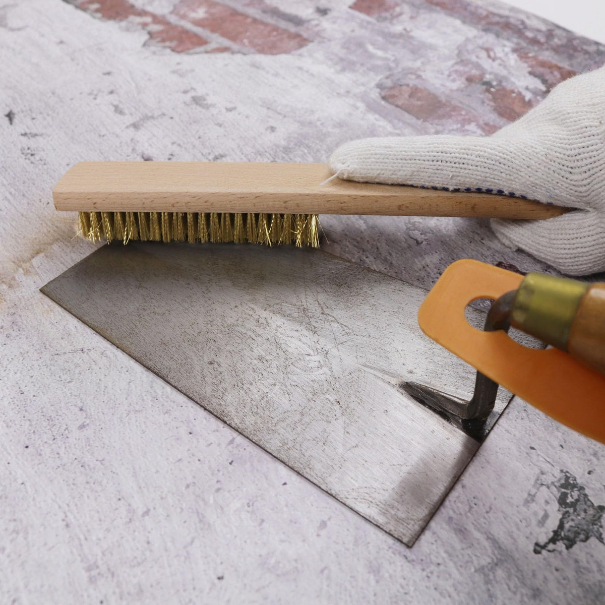 Brass Brush Soft Brass Bristles Wire Brush for Cleaning Metal Rust