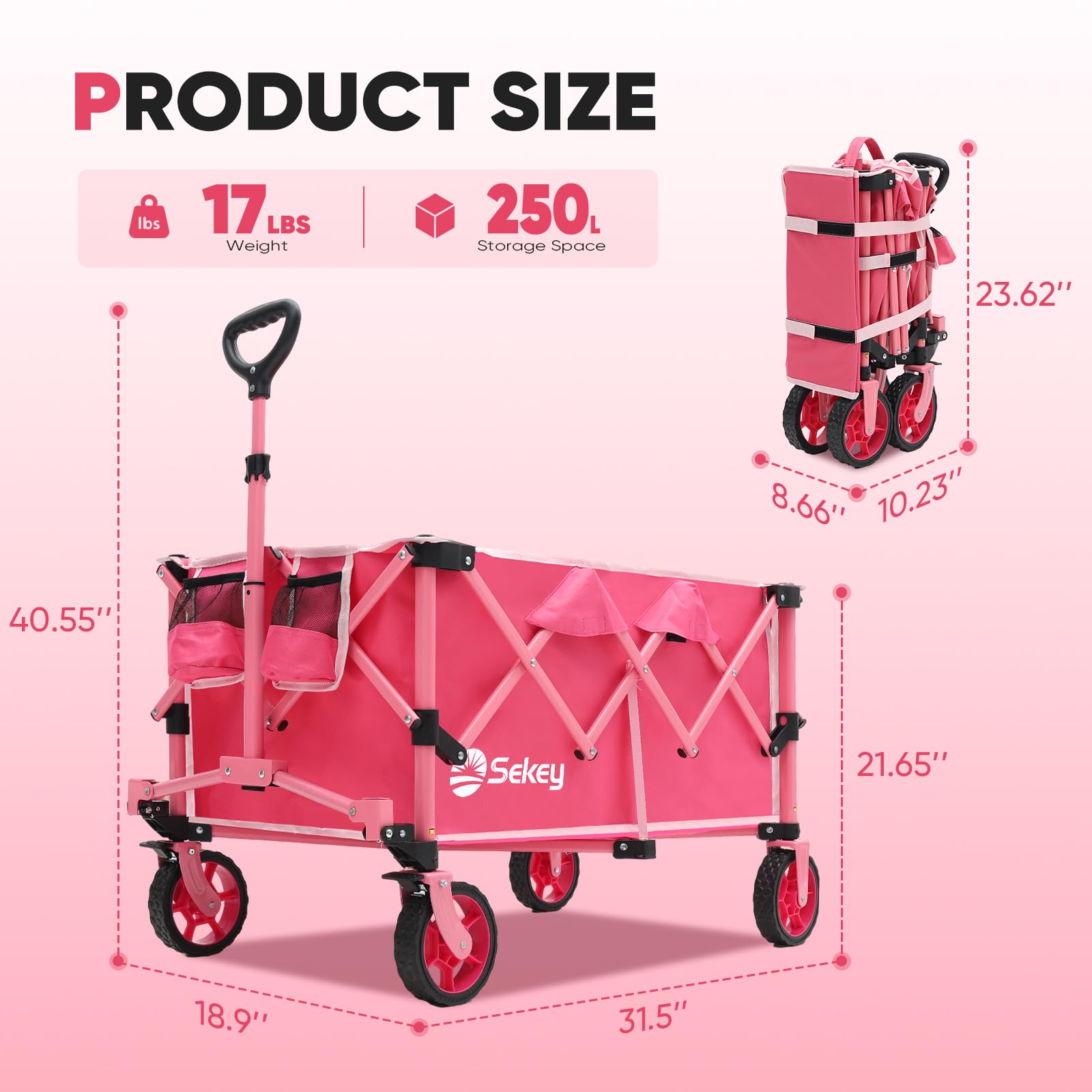 Collapsible Foldable Wagon with 300lbs Weight Capacity