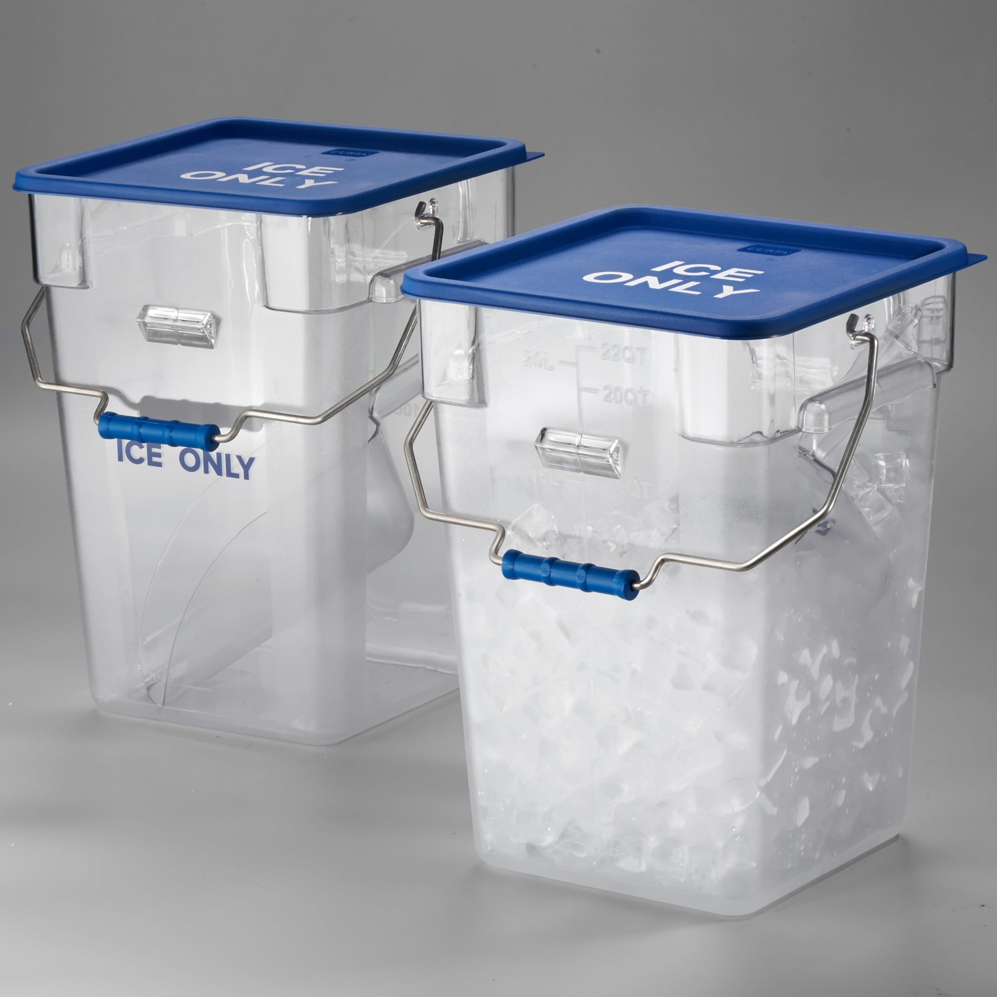 2 Pack 5.5 Gal Square Ice Tote Set with Lids and 64 oz Scoops (2 Count)