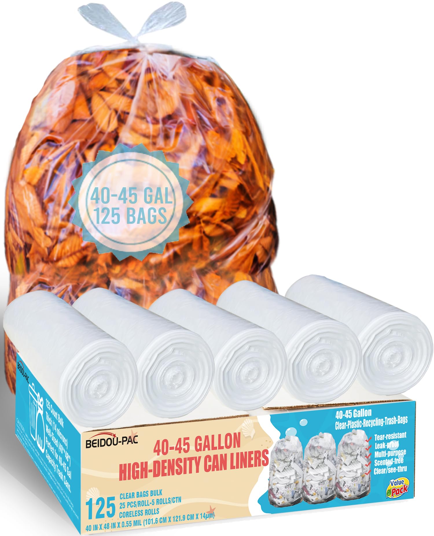 40 45 Gallon Lawn & Leaf Trash Bags (125 Count)