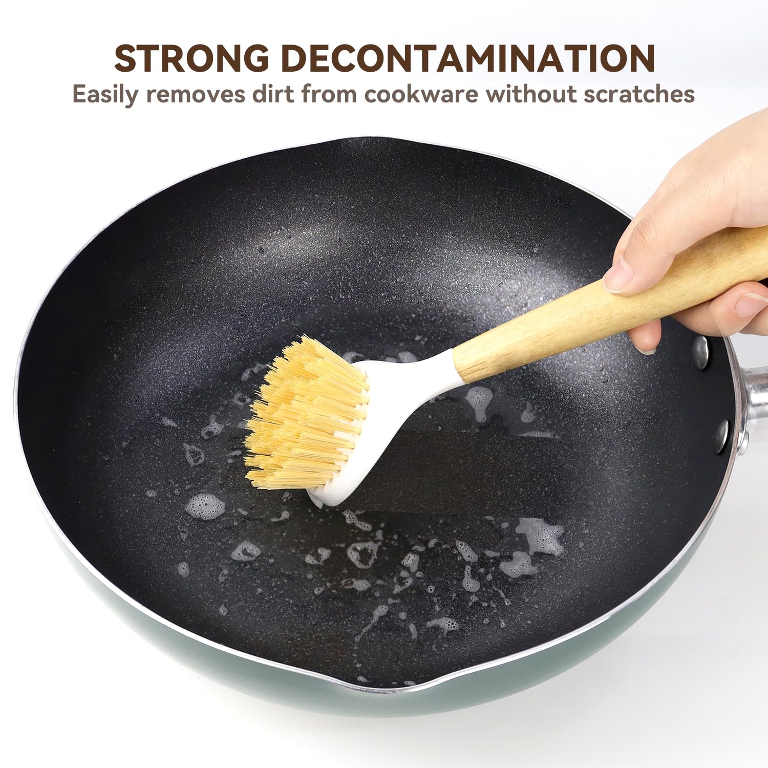 2 Pack Kitchen Scrub Brushes for Cleaning Dish Brush with Handle for Pans (2 Count)