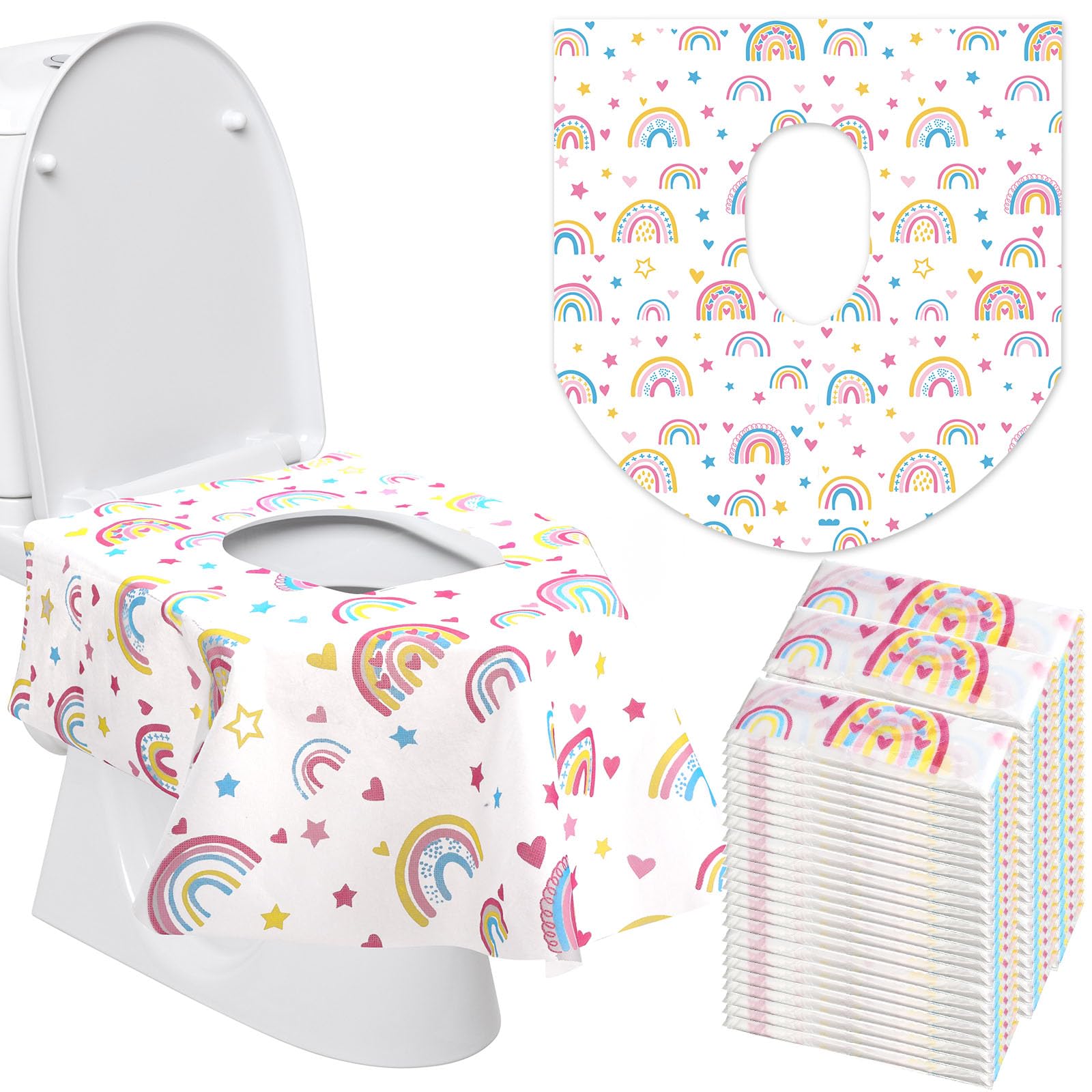 50 Packs Disposable Toilet Seat Covers Extra Large Individually Wrapped for Kids and Adults