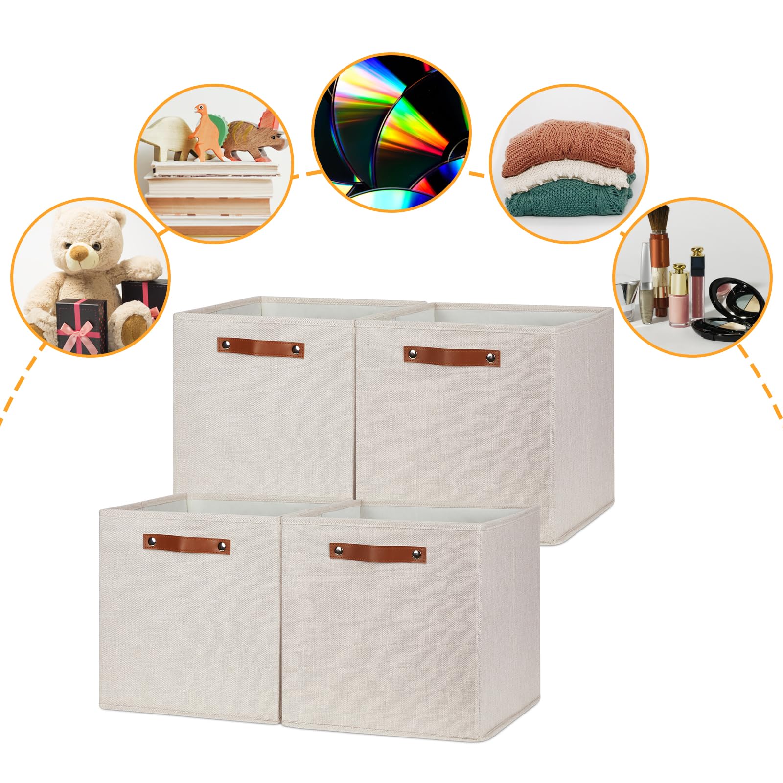 Storage Baskets for Shelves Closet Storage (4 Count)