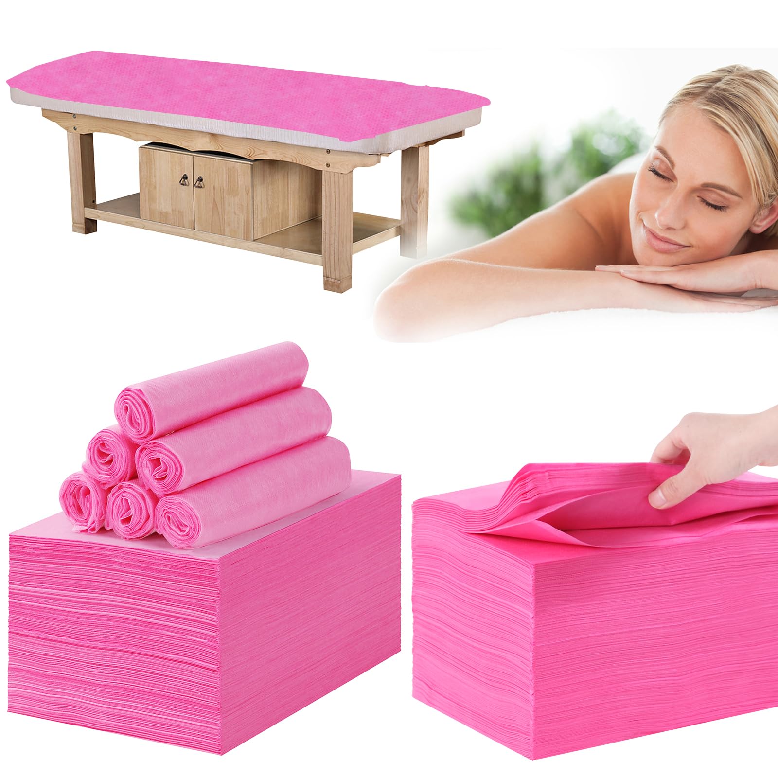 Disposable Bed Sheets for Massage Table 200 Pcs 31" x 71" Waterproof Massage Table Sheets Soft Non Woven Fabric SPA Massage Table Bed Cover Breathable for Beauty Tattoos Waxing Travel (200 Count)