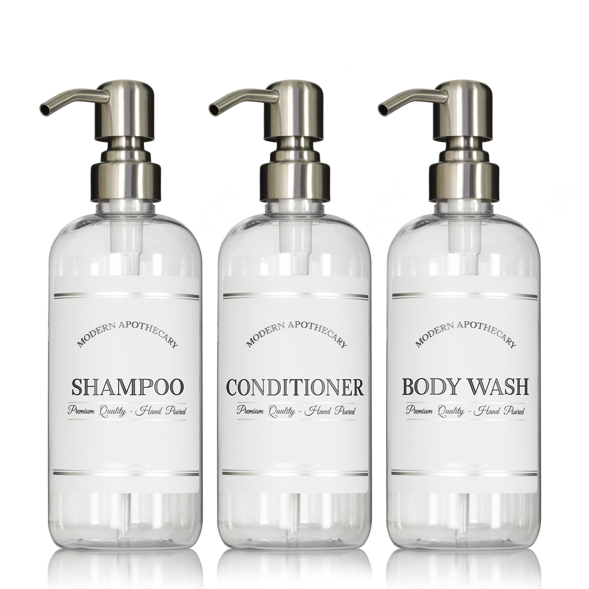 Clear Refillable Shampoo and Conditioner Bottles (3 Count)