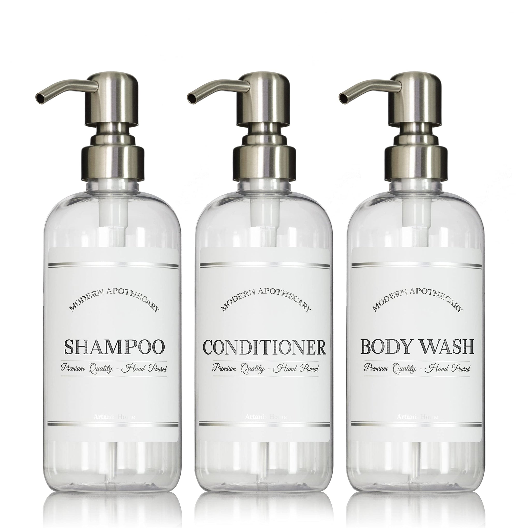 Clear Refillable Shampoo and Conditioner Bottles (3 Count)