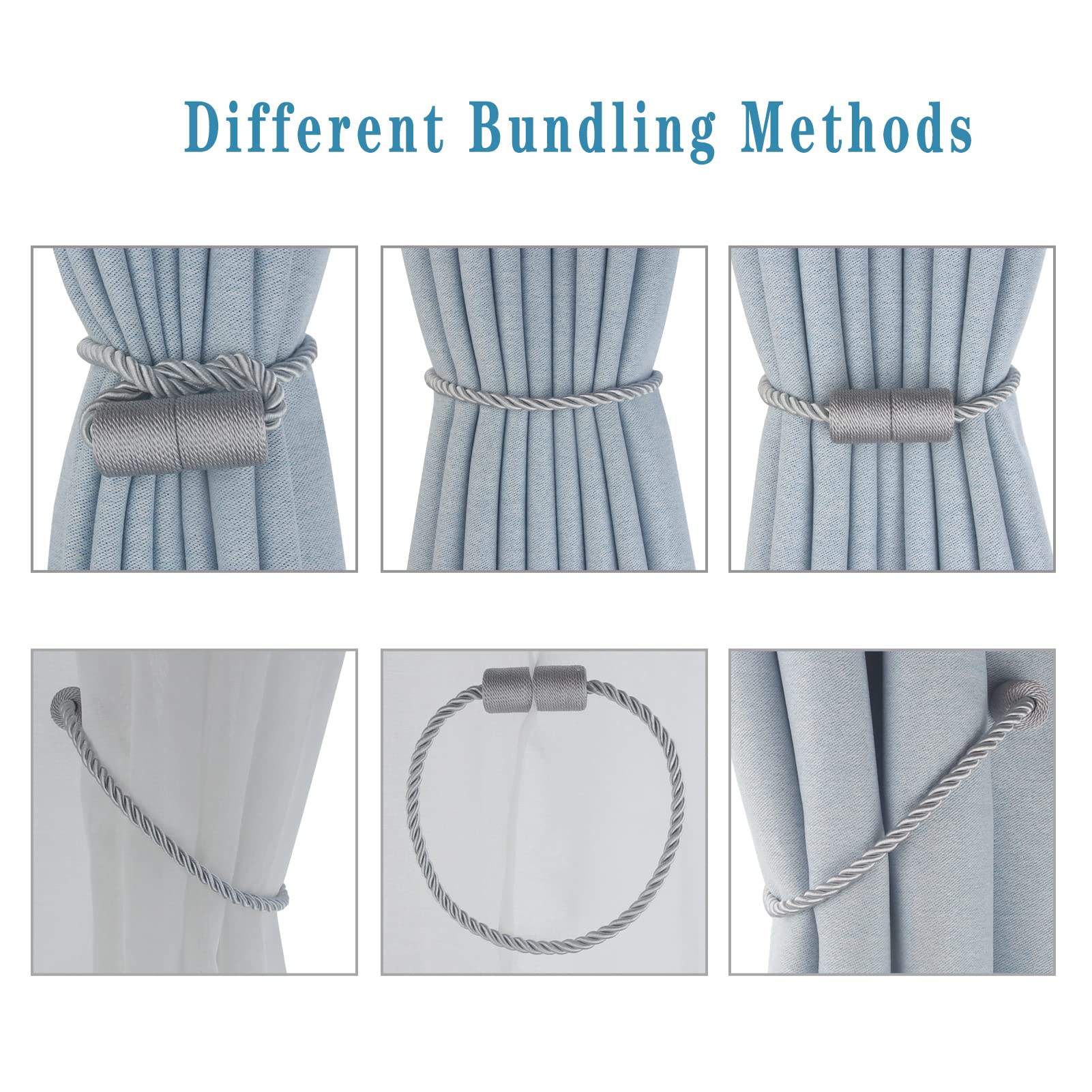 Magnetic Curtain Tiebacks Decorative Holdbacks Rope Tie Back Drapes Hangtty