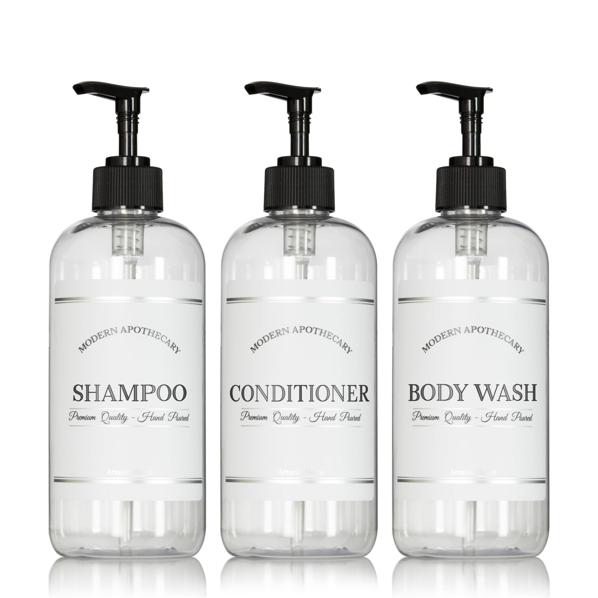 Clear Refillable Shampoo and Conditioner Bottles (3 Count)