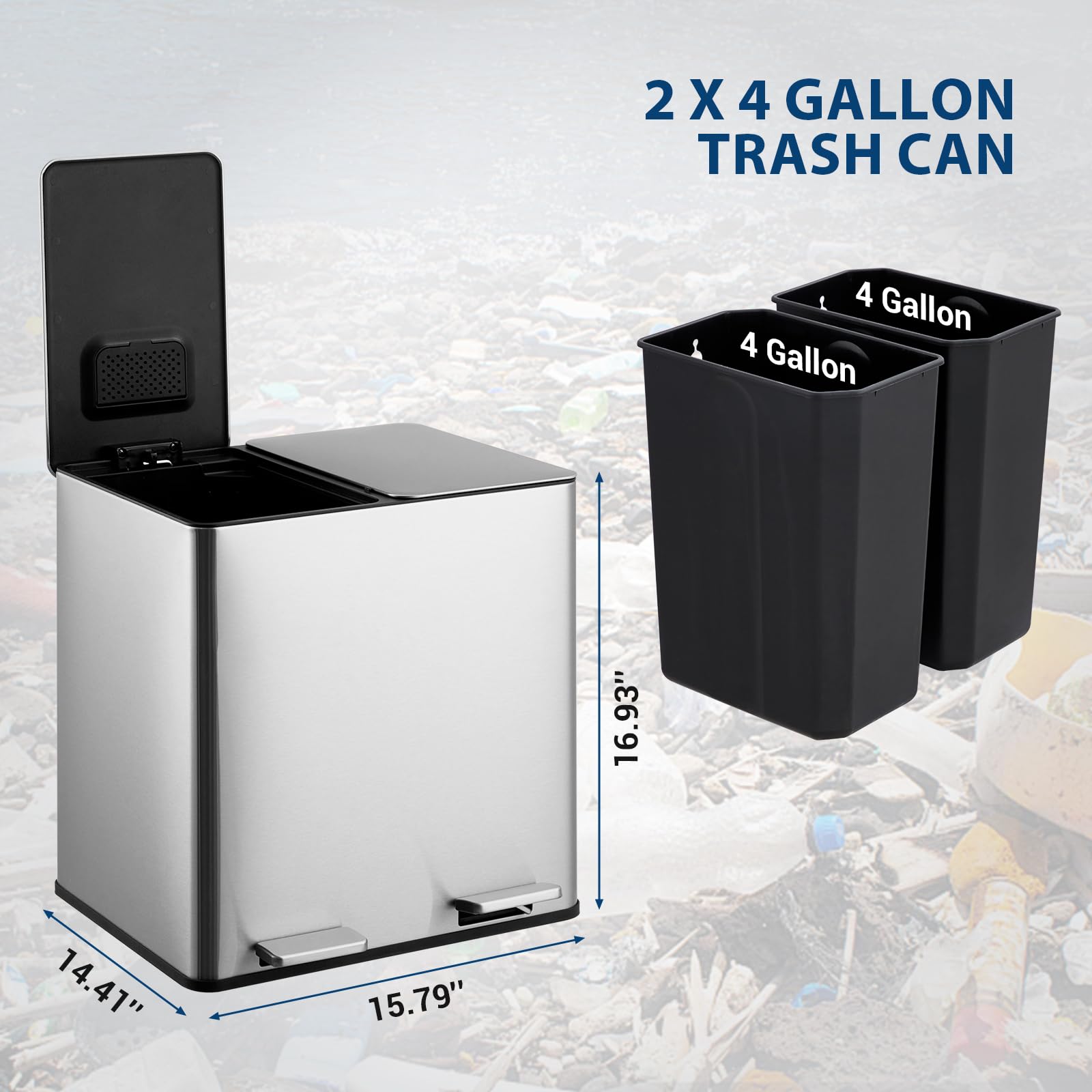 Dual Trash Can (2 Count)