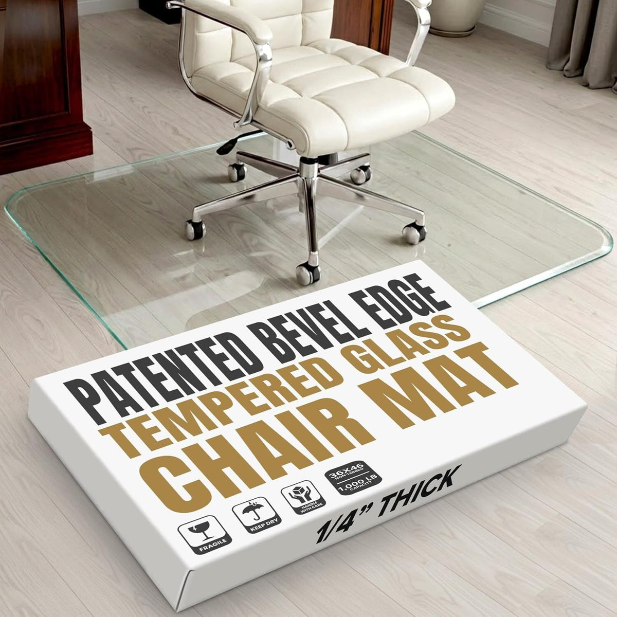 Tempered Glass Office Chair Mat for Carpet & Hardwood