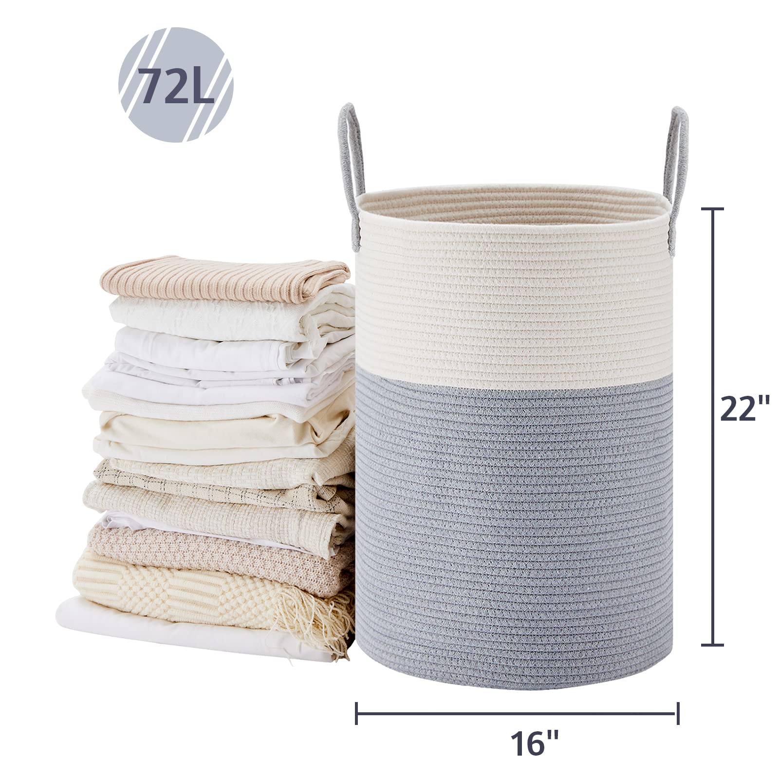 72L Tall Woven Laundry Basket Hamper