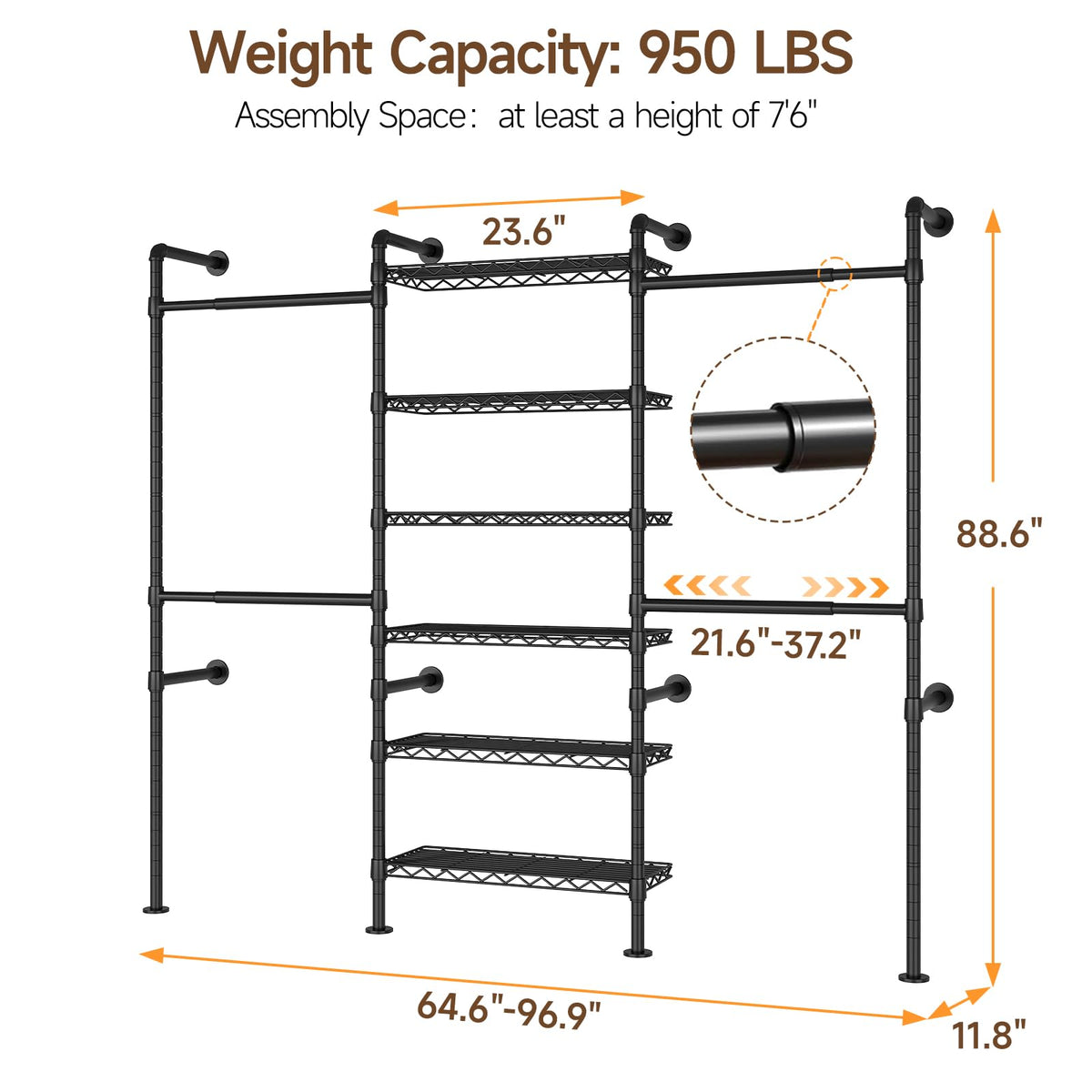 H3 Expandable Wall Mounted Closet System