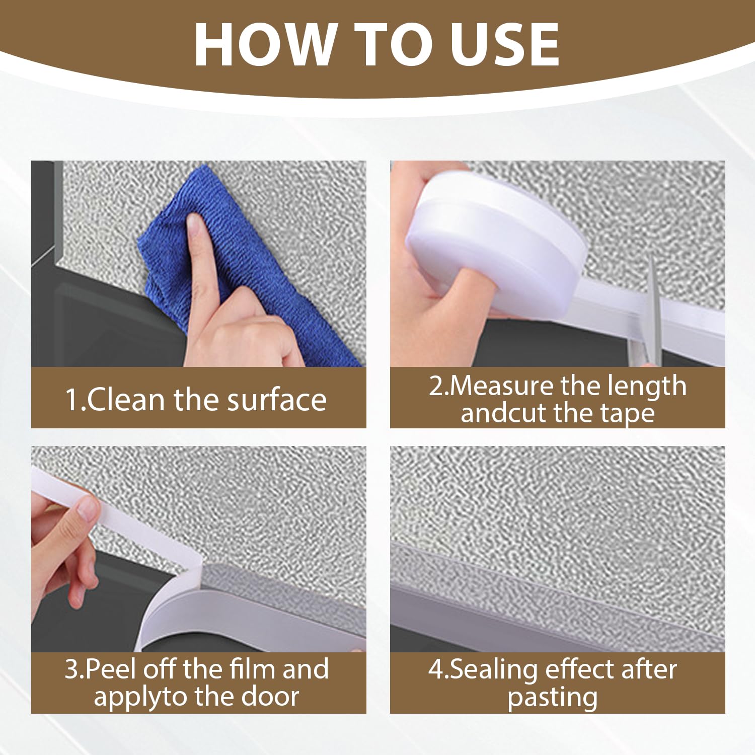 Weather Stripping Door Seal 45 MM * 16.5FT Insulates Soundproofs Perfect for Door Frames Windows Bathroom Shower Glass Gaps Blocks Cold Air Rain Door Seal Strip (16.5 Foot)