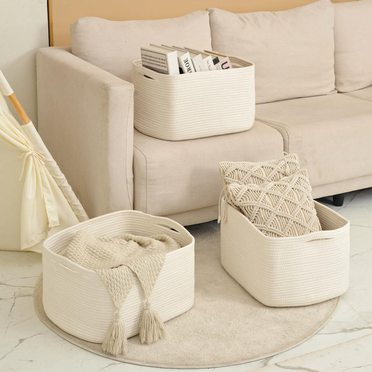 Large Storage Baskets for Organizing Shelves (3 Count)