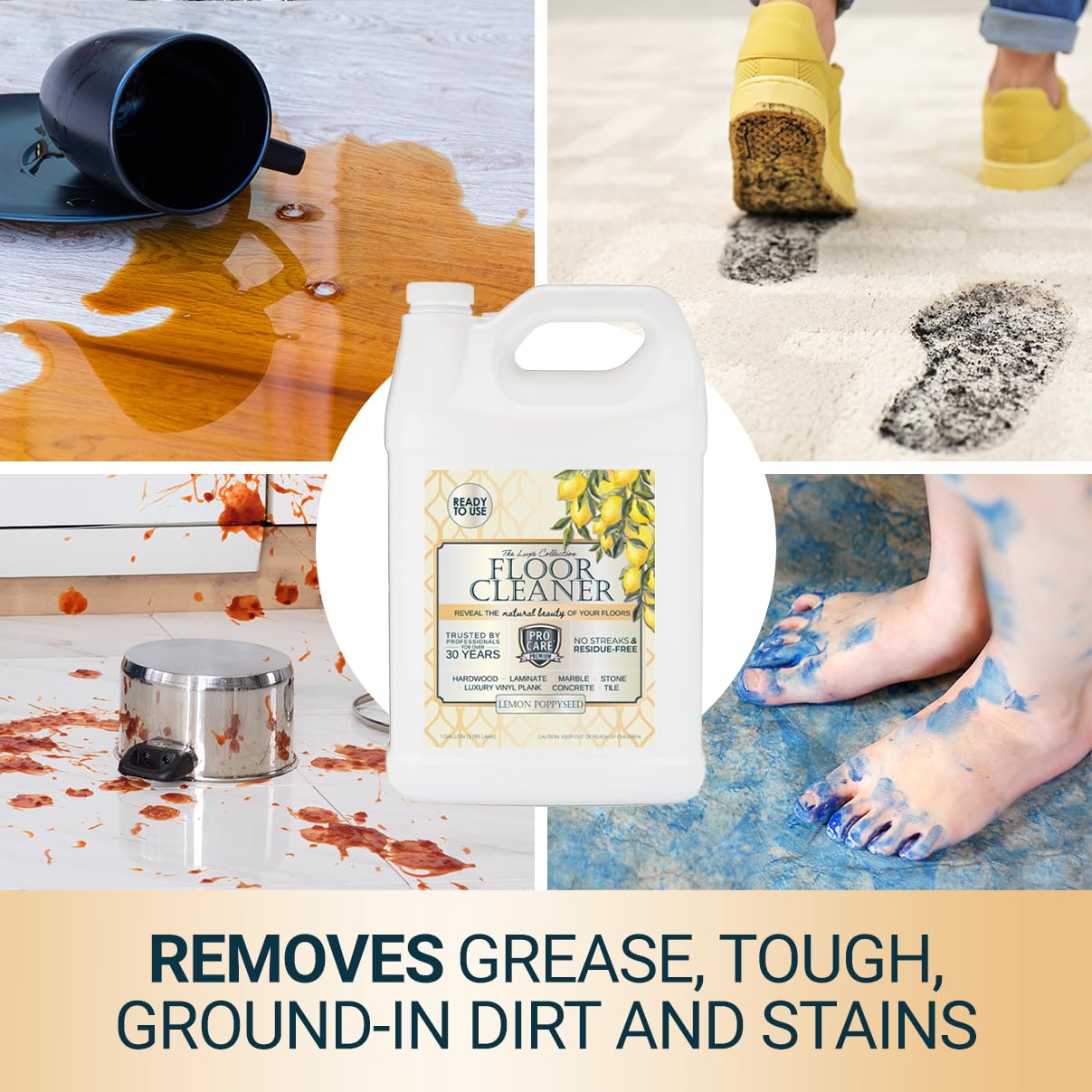 Floor Cleaner Ready to Use Lemon Poppyseed (128 Fl Oz)