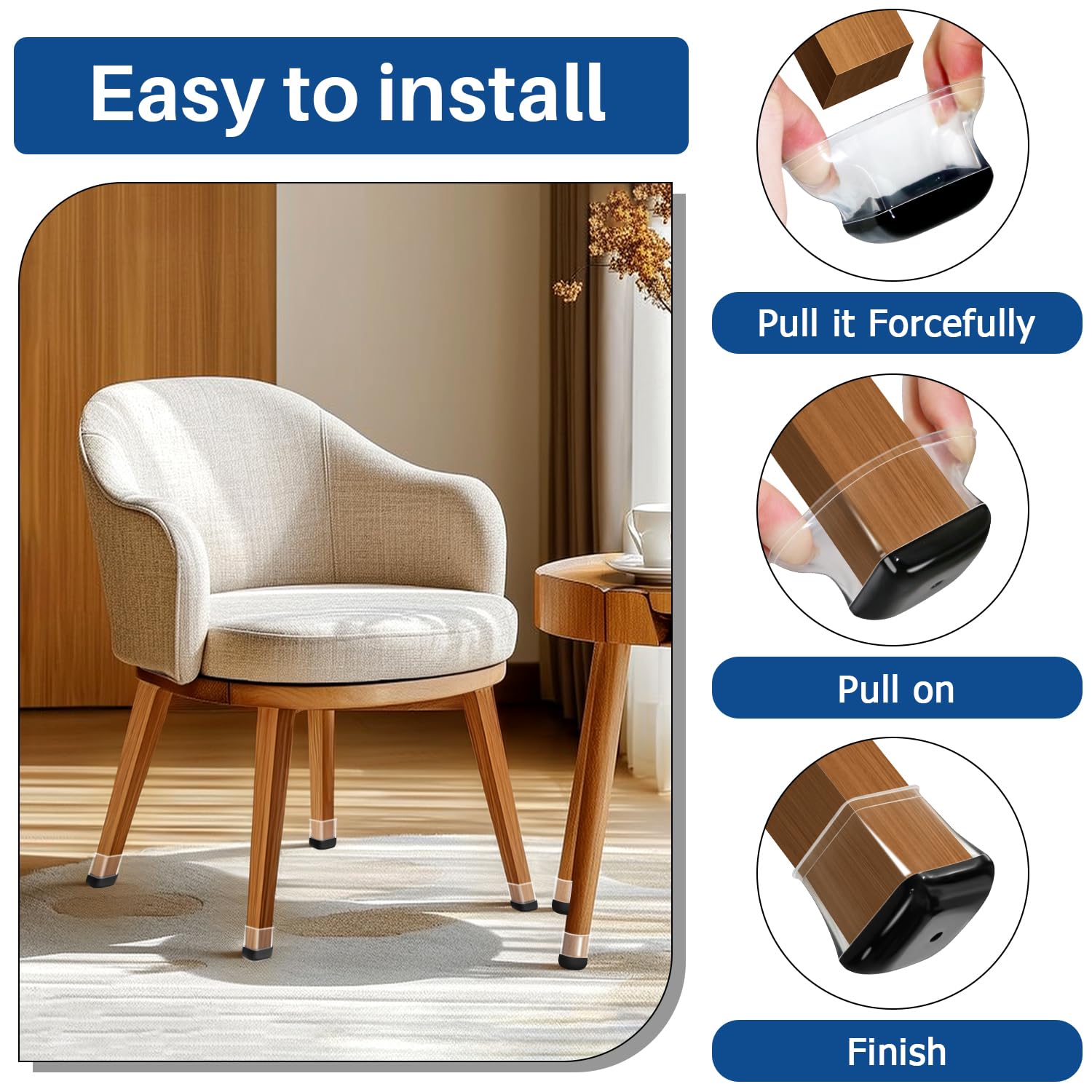 28 Pcs Chair Leg Floor Protectors for Carpet Square Clear (28 Count)