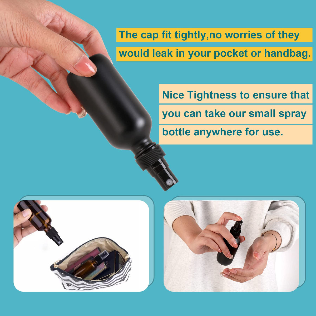 Frosted Black Glass Small Spray Bottle 2 oz 24 Packs (24 Count)