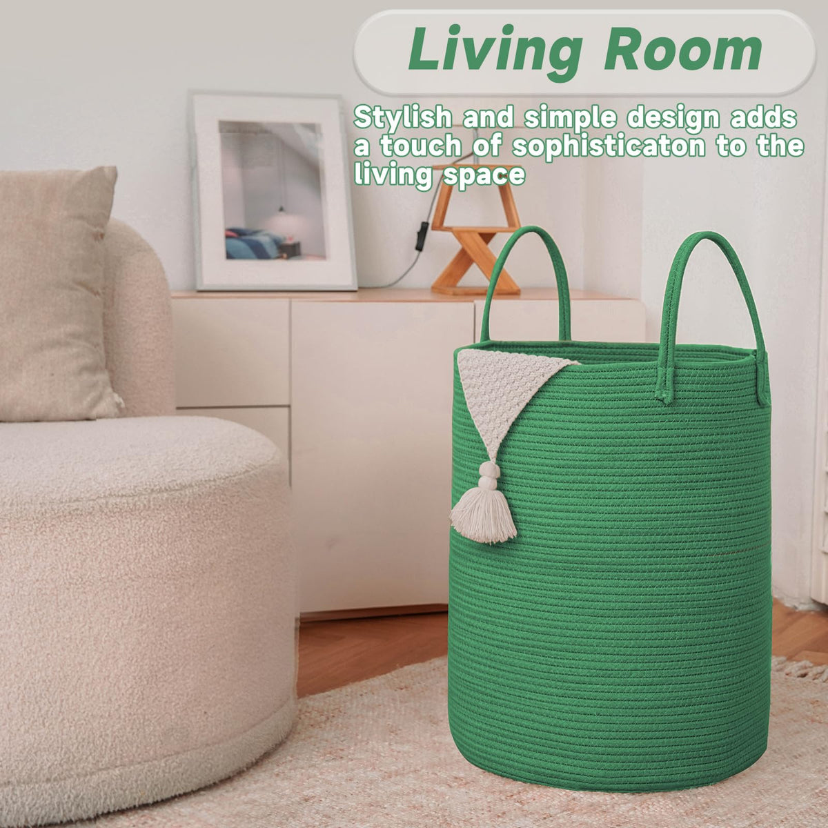 100L Cotton Rope Laundry Basket Hamper