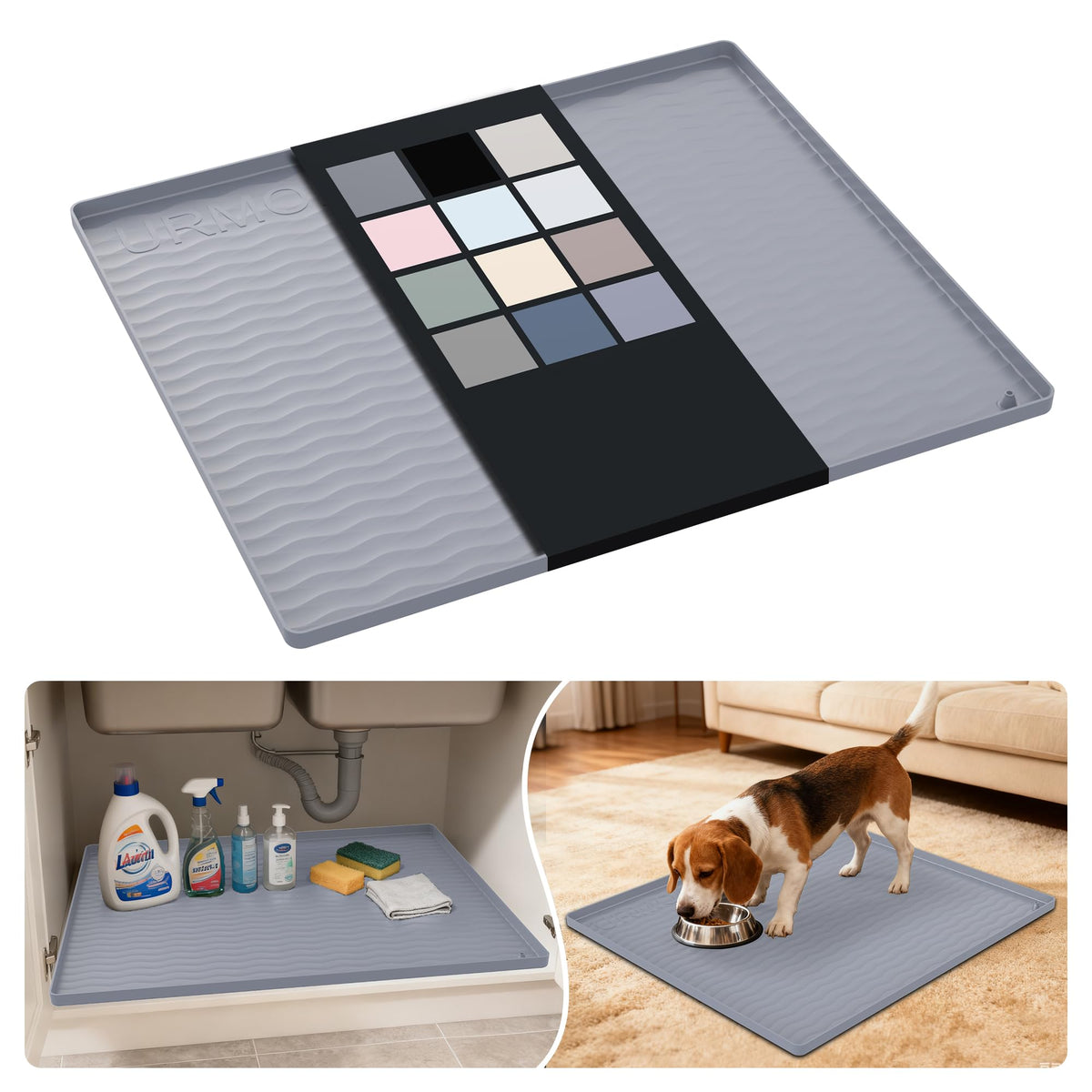 Waterproof Silicone Under Sink Mat 25'' x 22'' Shelf Liner for Kitchen and Bathroom