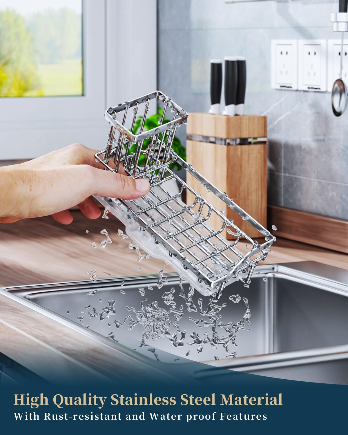 Sink Caddy Kitchen Sponge Holder with Dish Brush Holder