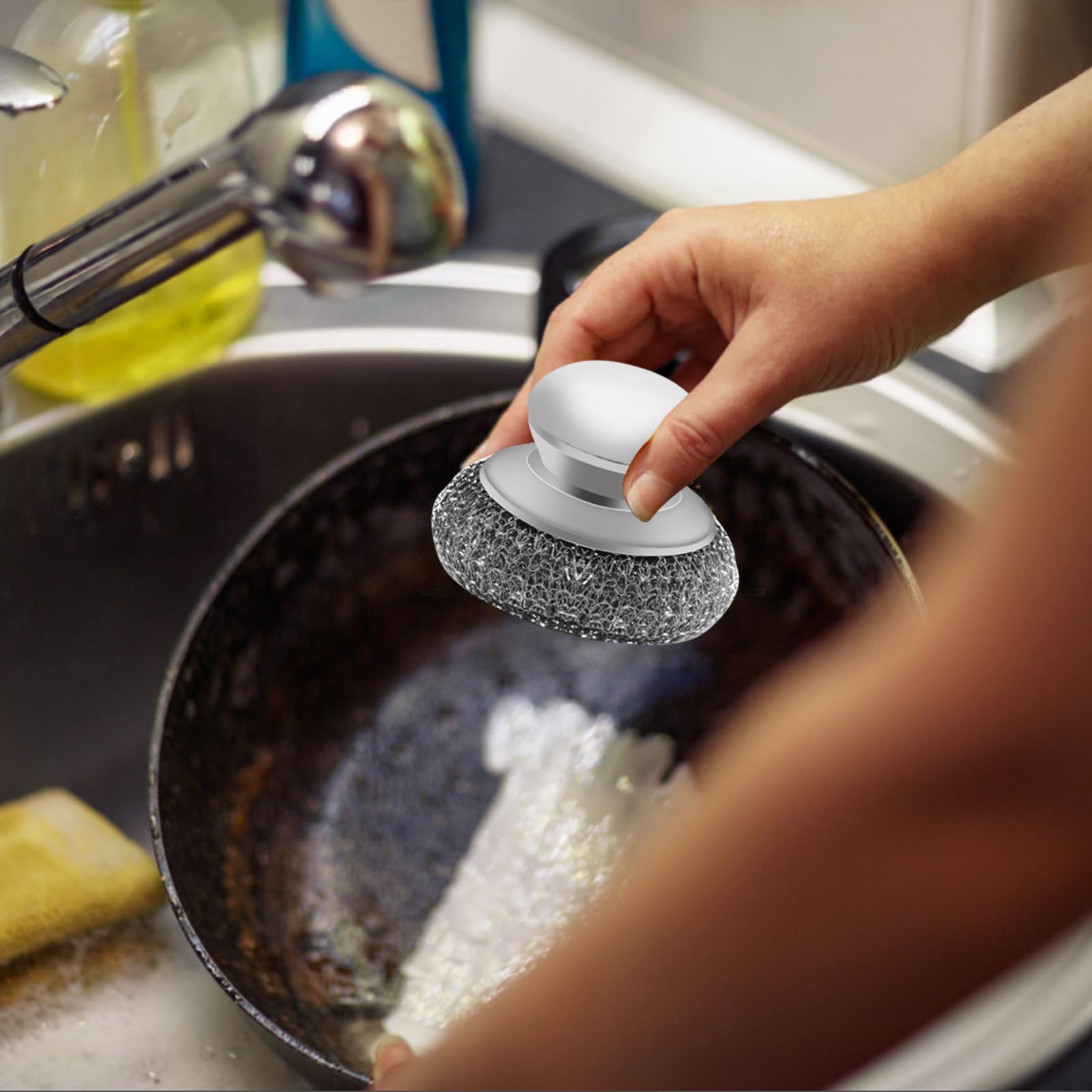 Stainless Steel Wool Scrubber with 2 Replacement Pads (2 Count)