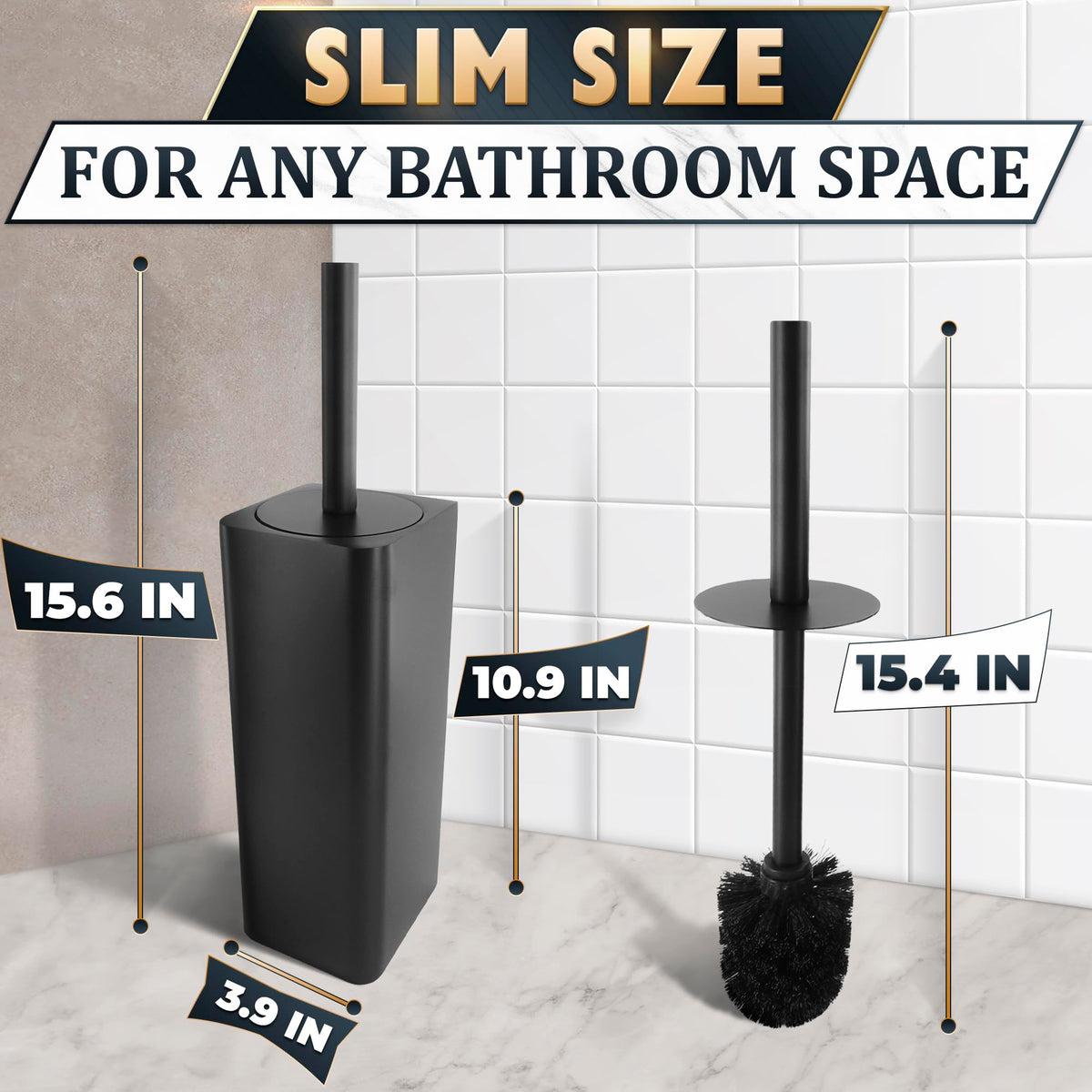 Black Toilet Brush and Holder Set