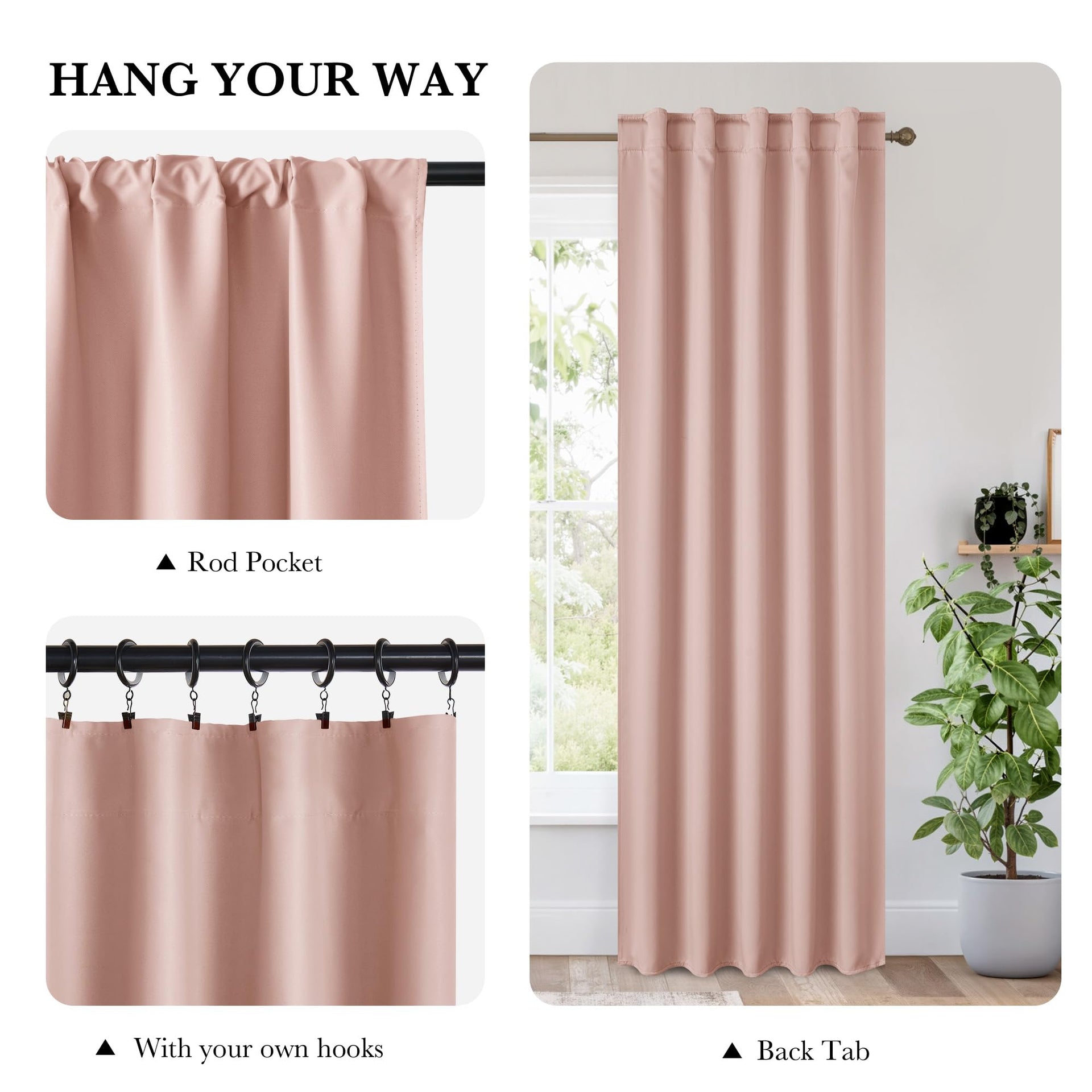 100% Blackout Short Curtains for Small Window (2 Count)