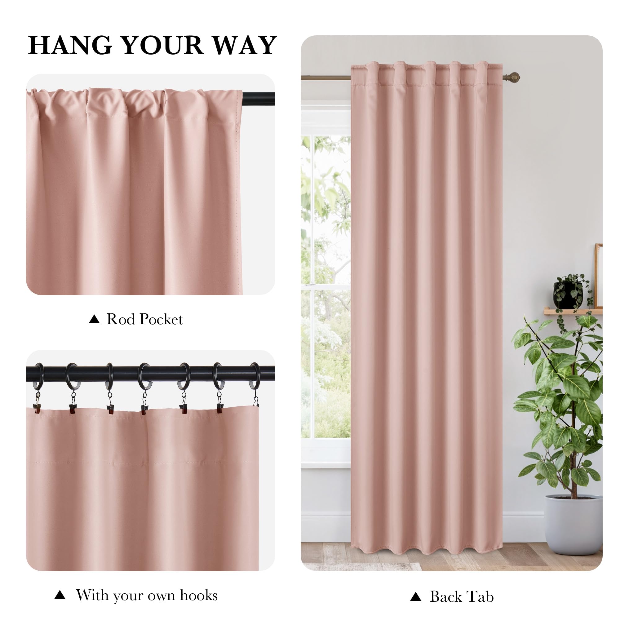 100% Blackout Short Curtains for Small Window (2 Count)