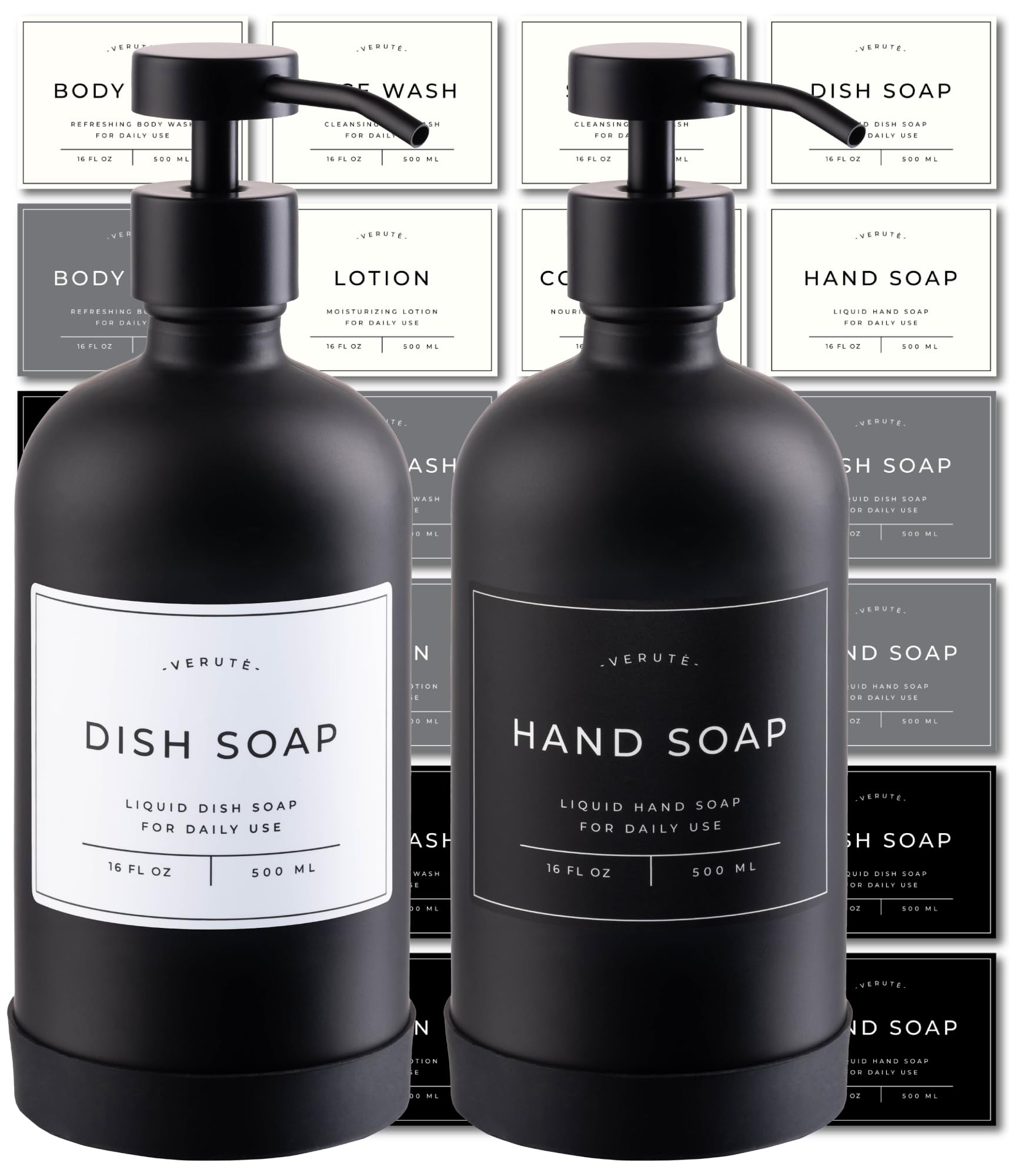 Hand and Dish Soap Dispenser for Kitchen and Bathroom (2 Count)