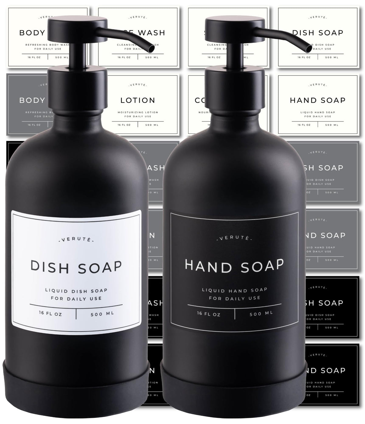 Hand and Dish Soap Dispenser for Kitchen and Bathroom (2 Count)