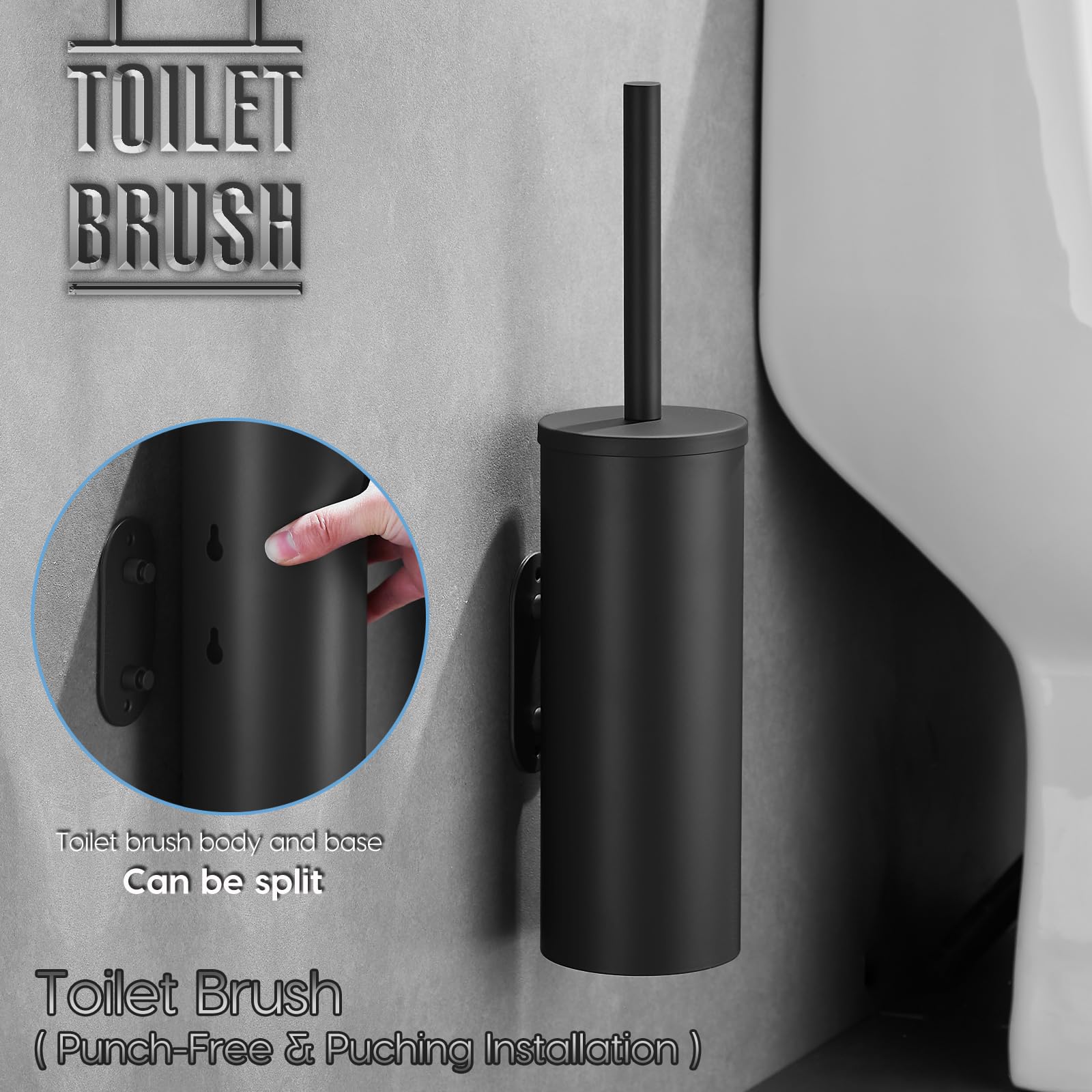 Black Toilet Brush with Dual