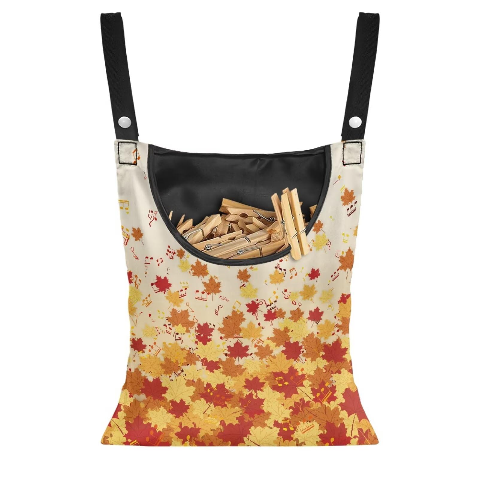 Maple Leaf Print Clothespin Bag Clothespin Bag for Clothesline Outdoor Clothespins Storage with Hanger Hook Waterproof Clothespins Bags Hanging for Indoor Outdoor