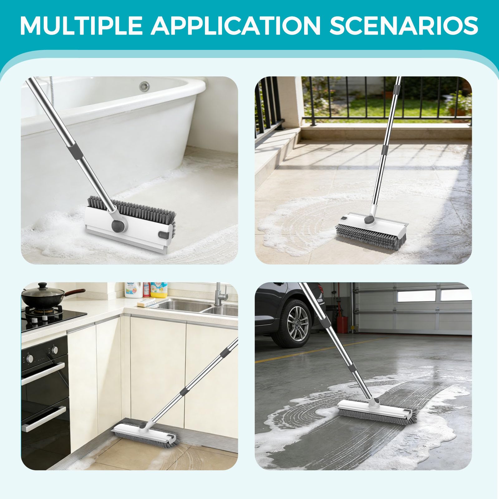 Floor Scrub Brush with 54in Adjustable Long Handle