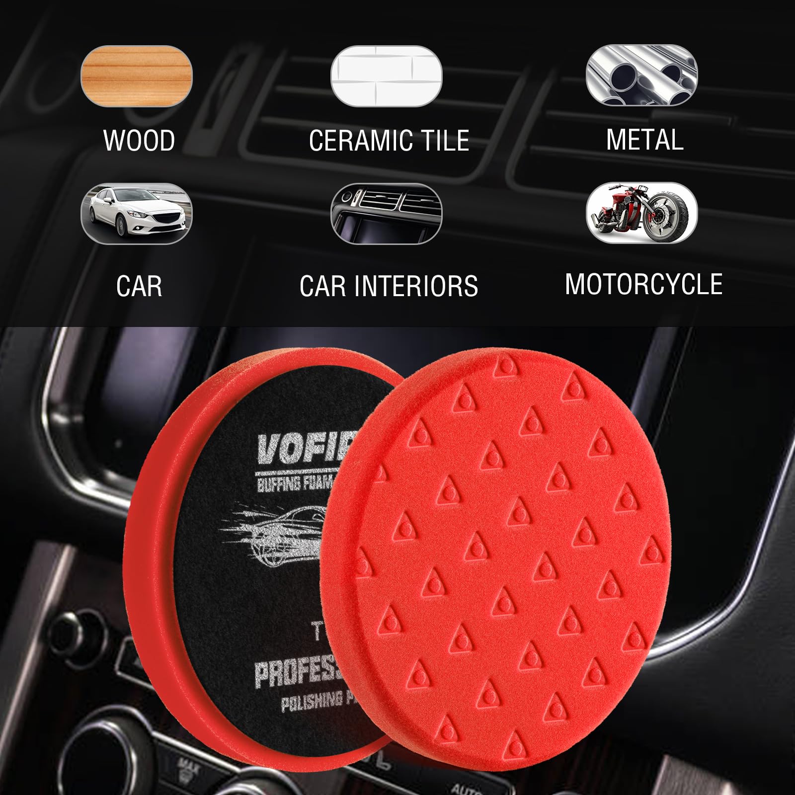 3 Pcs 6.5 Inch Red Foam Polishing Pad (3 Count)