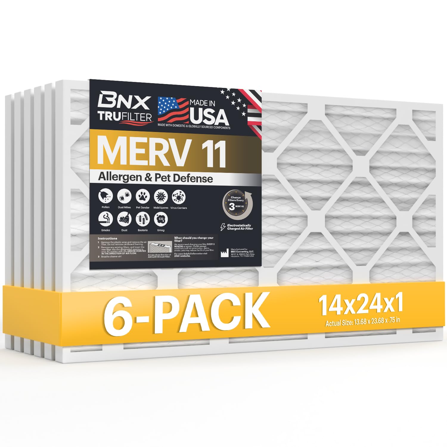 TruFilter 14x24x1 Air Filter MERV 11 (6 Count)