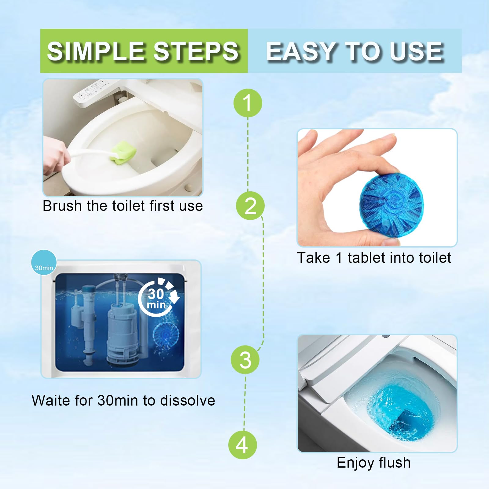 Toilet Bowl Cleaner Tablets 40 Pcs (40 Count)